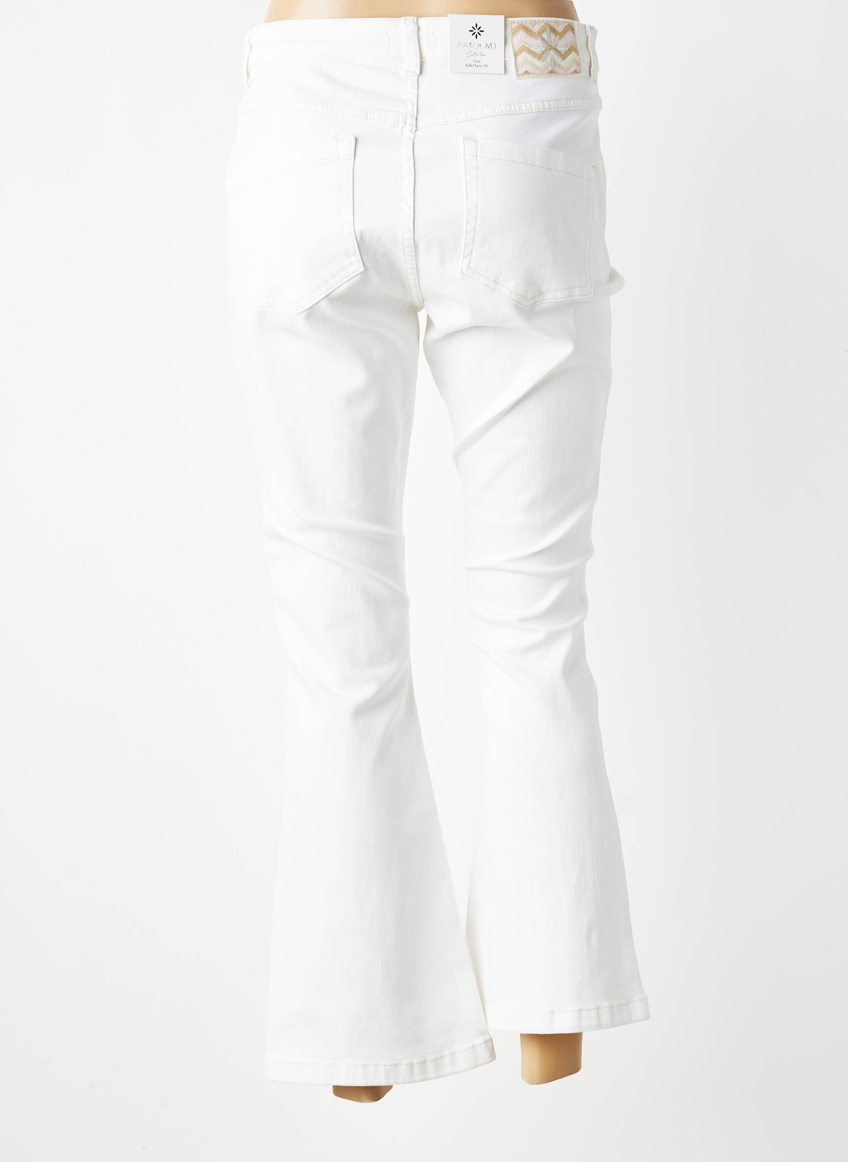 Pantalon 7/8 elasticitate mărime normală alb PARA MI femeie