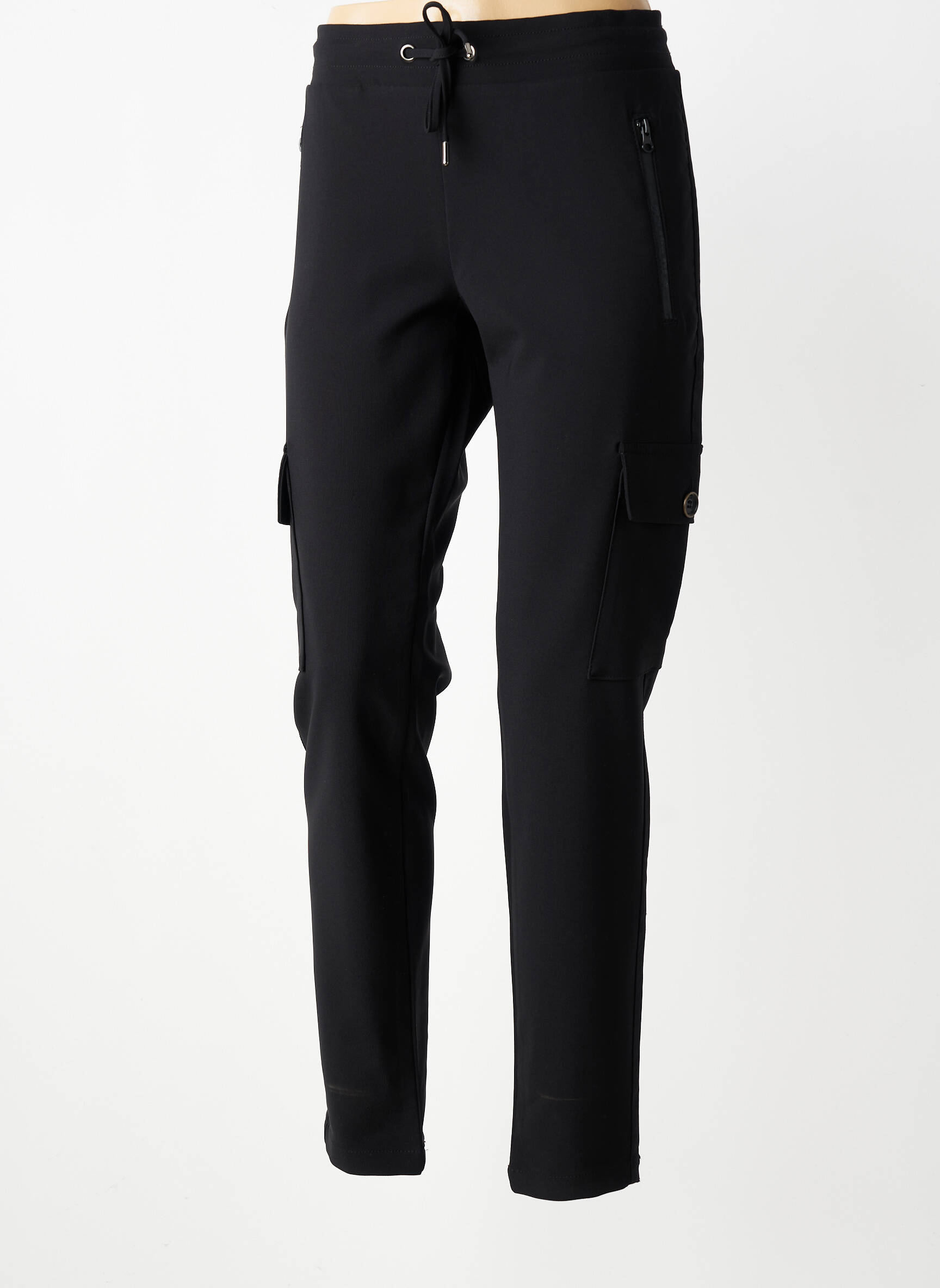 Pantalon cargo țesătură poplin mărime normală negru PARA MI femeie