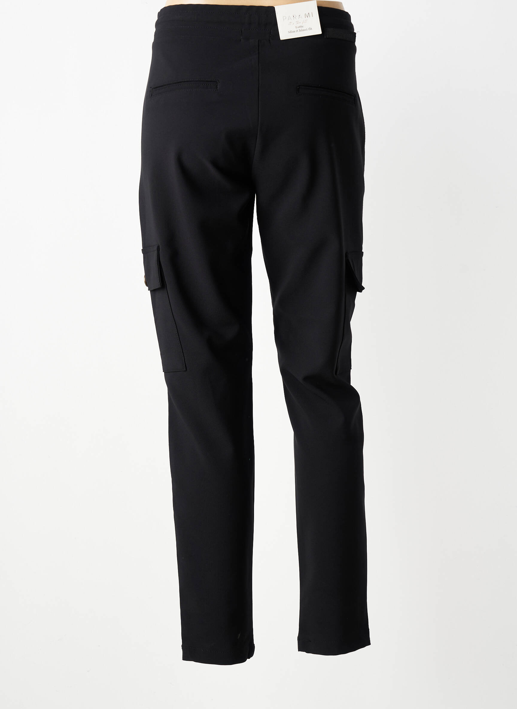 Pantalon cargo țesătură poplin mărime normală negru PARA MI femeie