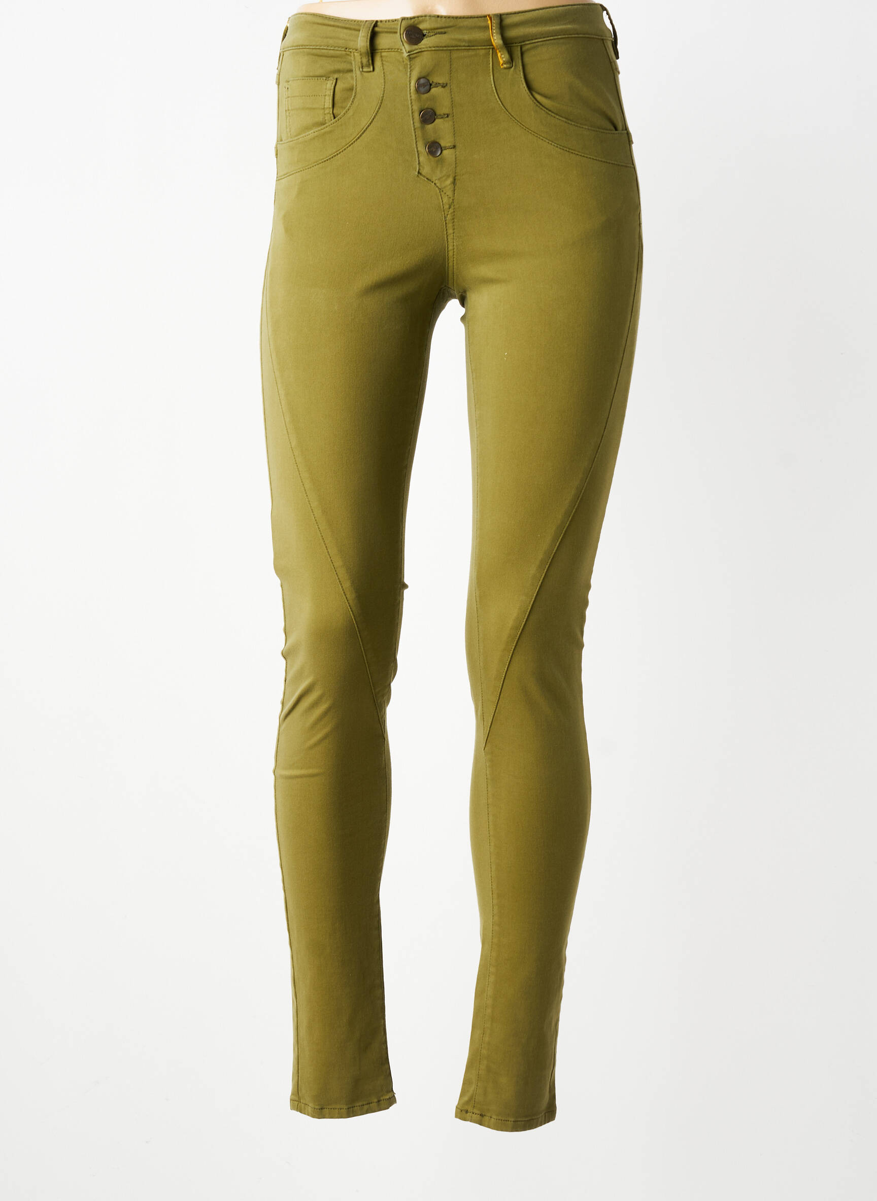 Pantalon slim țesătură poplin mărime normală verde COUTURIST femeie