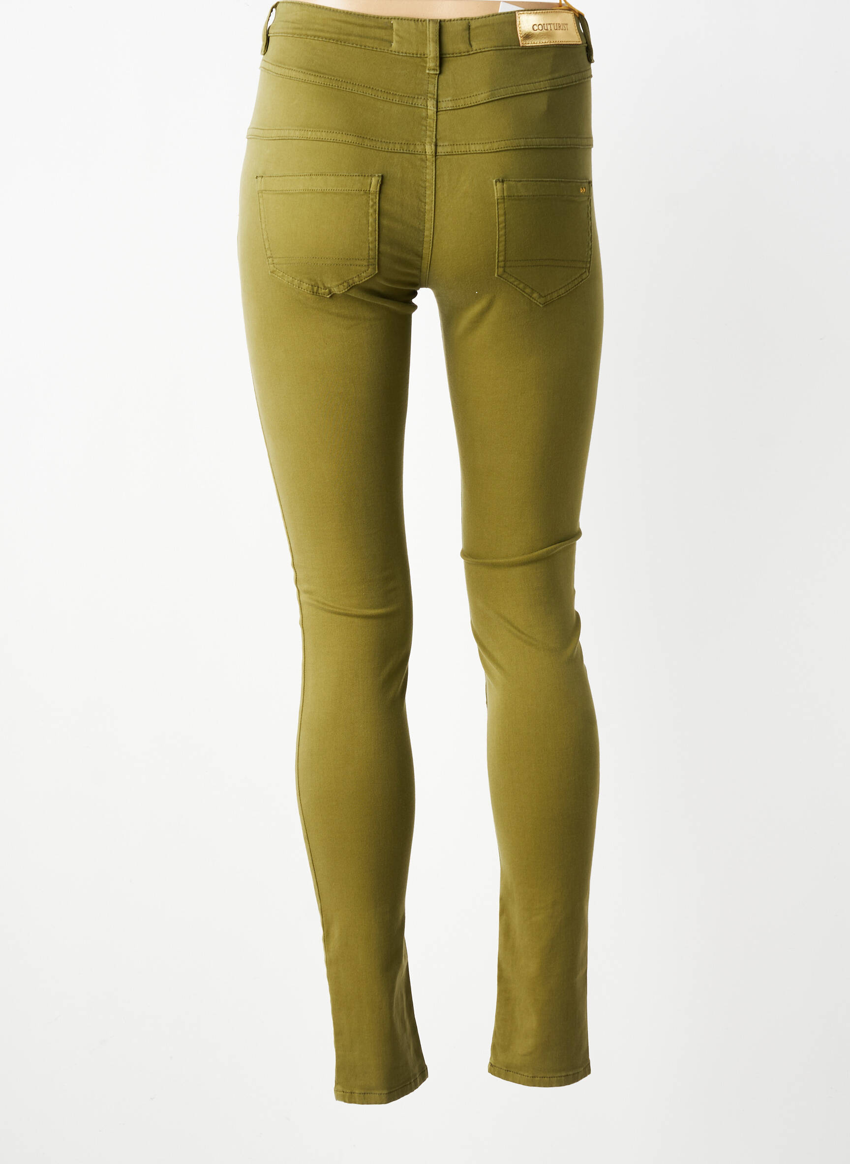Pantalon slim țesătură poplin mărime normală verde COUTURIST femeie