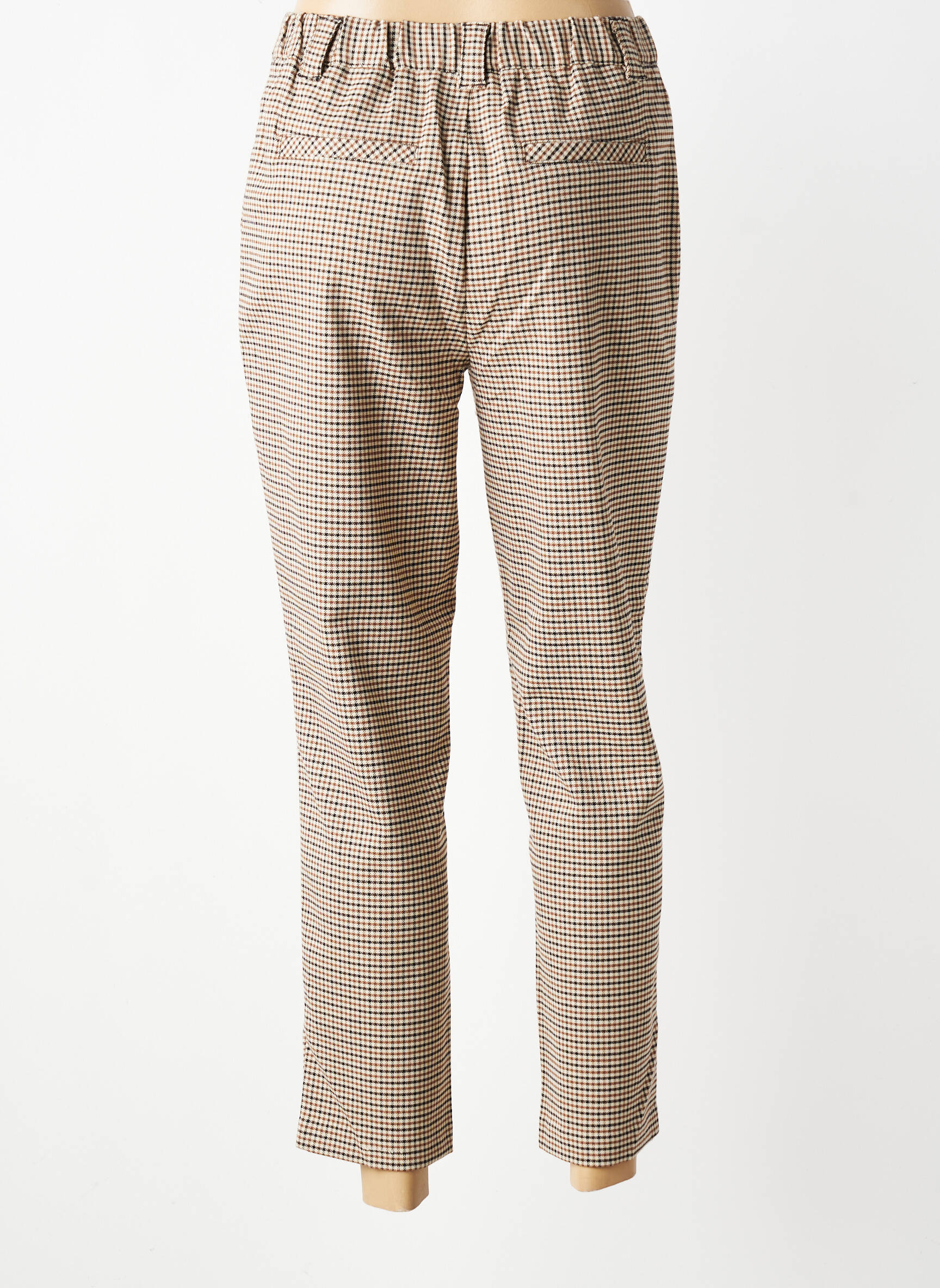 Pantalon chino închidere cu fermoar sub clapetă cu nasturi mărime normală maro C'EST BEAU LA VIE femeie