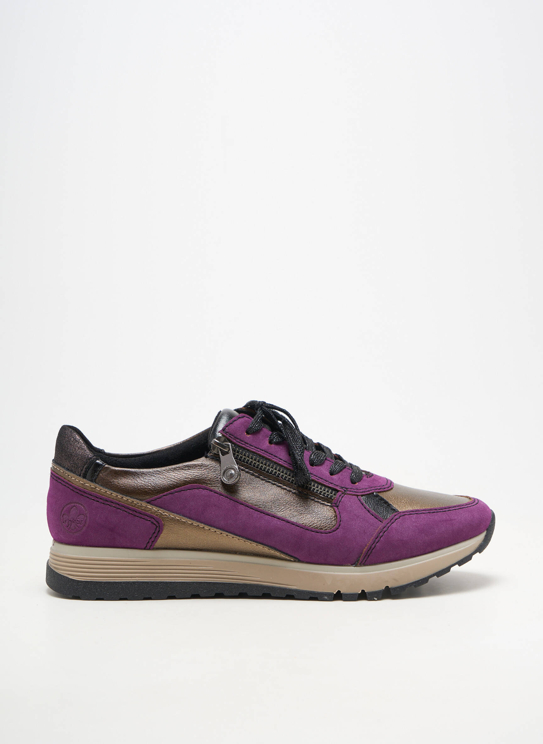 Adidași vârf rotund toc plat până la 3 cm violet RIEKER femeie