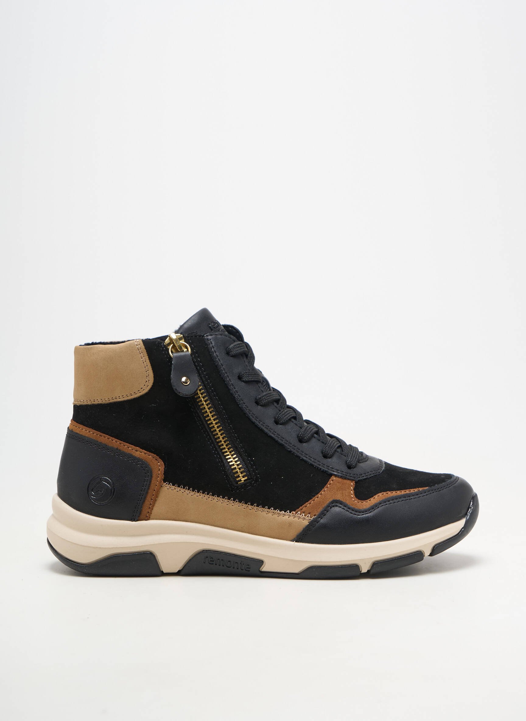 Adidași material neted toc plat până la 3 cm negru REMONTE femeie