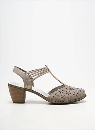 Sandale/pantofi decupați material neted toc de 4 la 6 cm gri RIEKER femeie