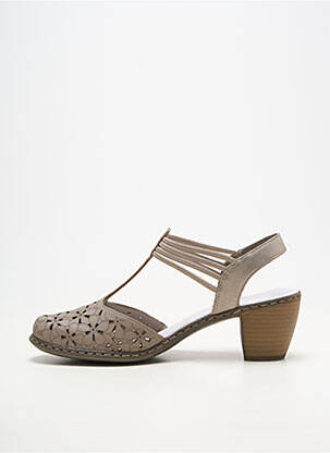 Sandale/pantofi decupați material neted toc de 4 la 6 cm gri RIEKER femeie