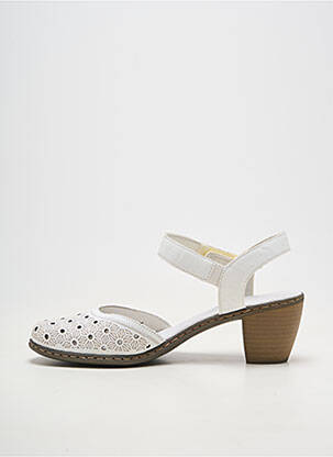 Sandale/pantofi decupați material neted toc de 4 la 6 cm alb RIEKER femeie