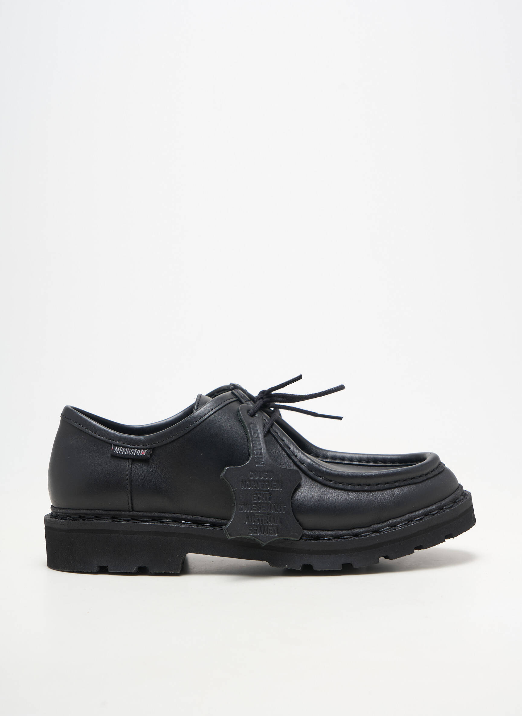 Derby-uri material neted toc plat până la 3 cm negru MEPHISTO femeie