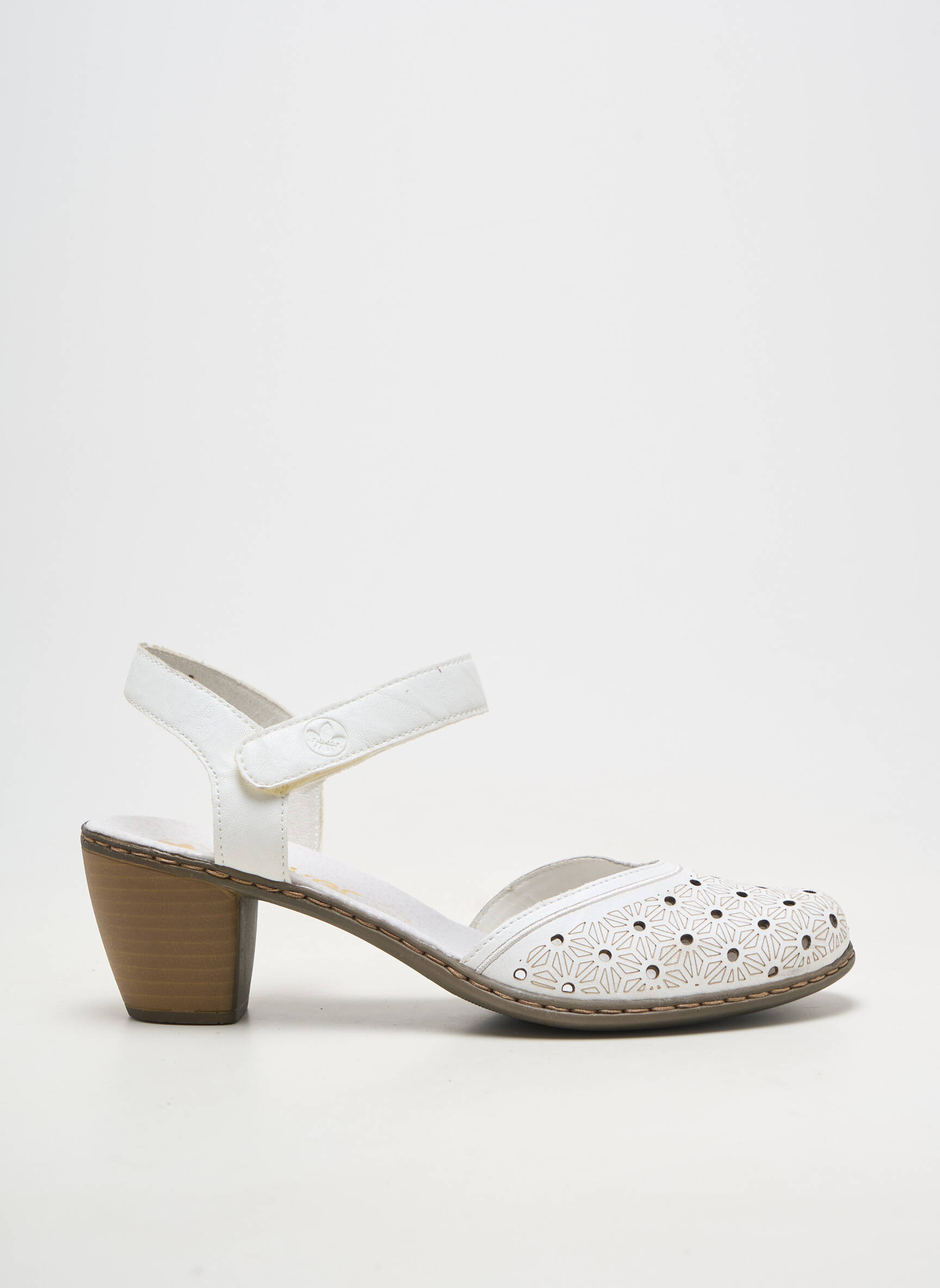 Sandale/pantofi decupați material neted toc de 4 la 6 cm alb RIEKER femeie