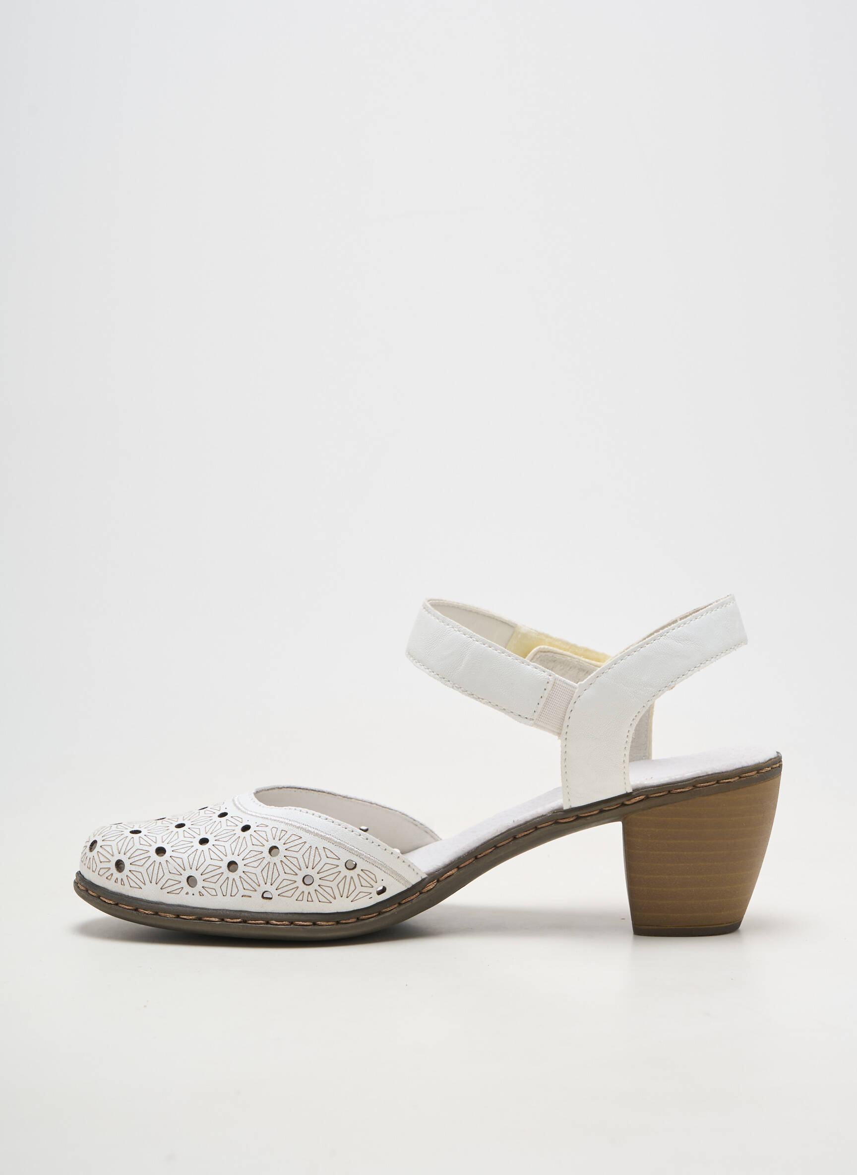 Sandale/pantofi decupați material neted toc de 4 la 6 cm alb RIEKER femeie
