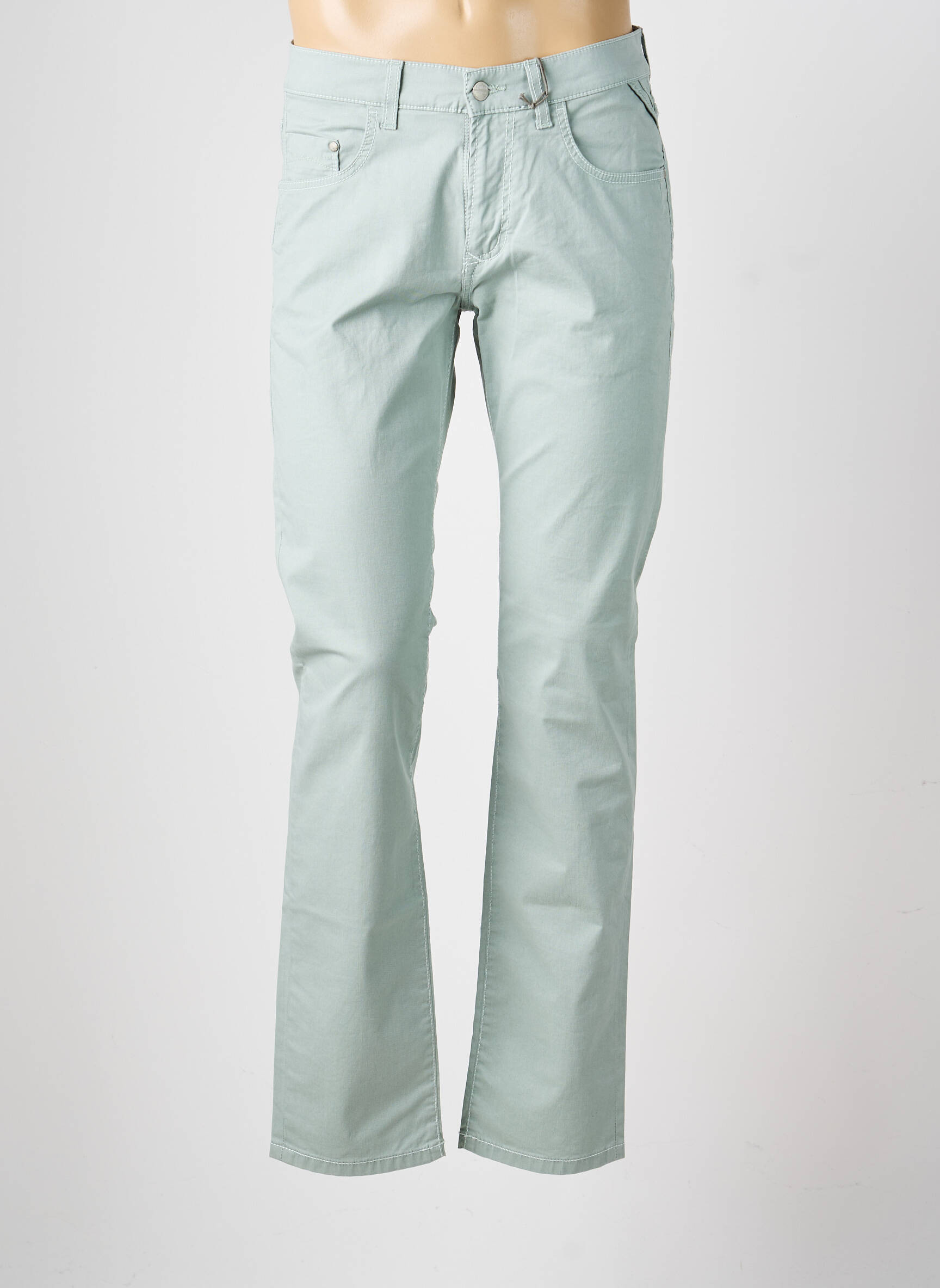 Pantalon slim țesătură poplin mărime normală verde PIONEER bărbat