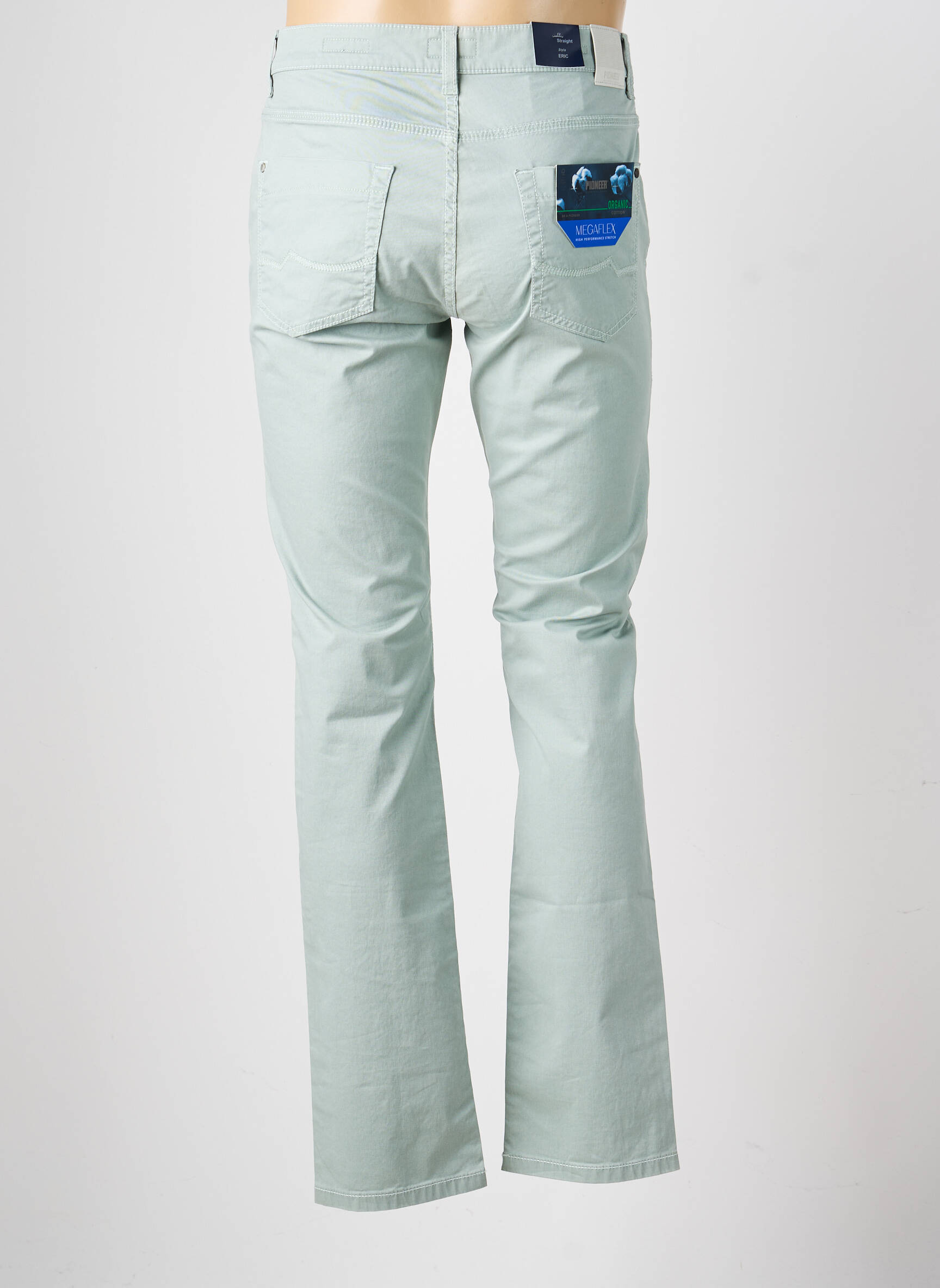 Pantalon slim țesătură poplin mărime normală verde PIONEER bărbat