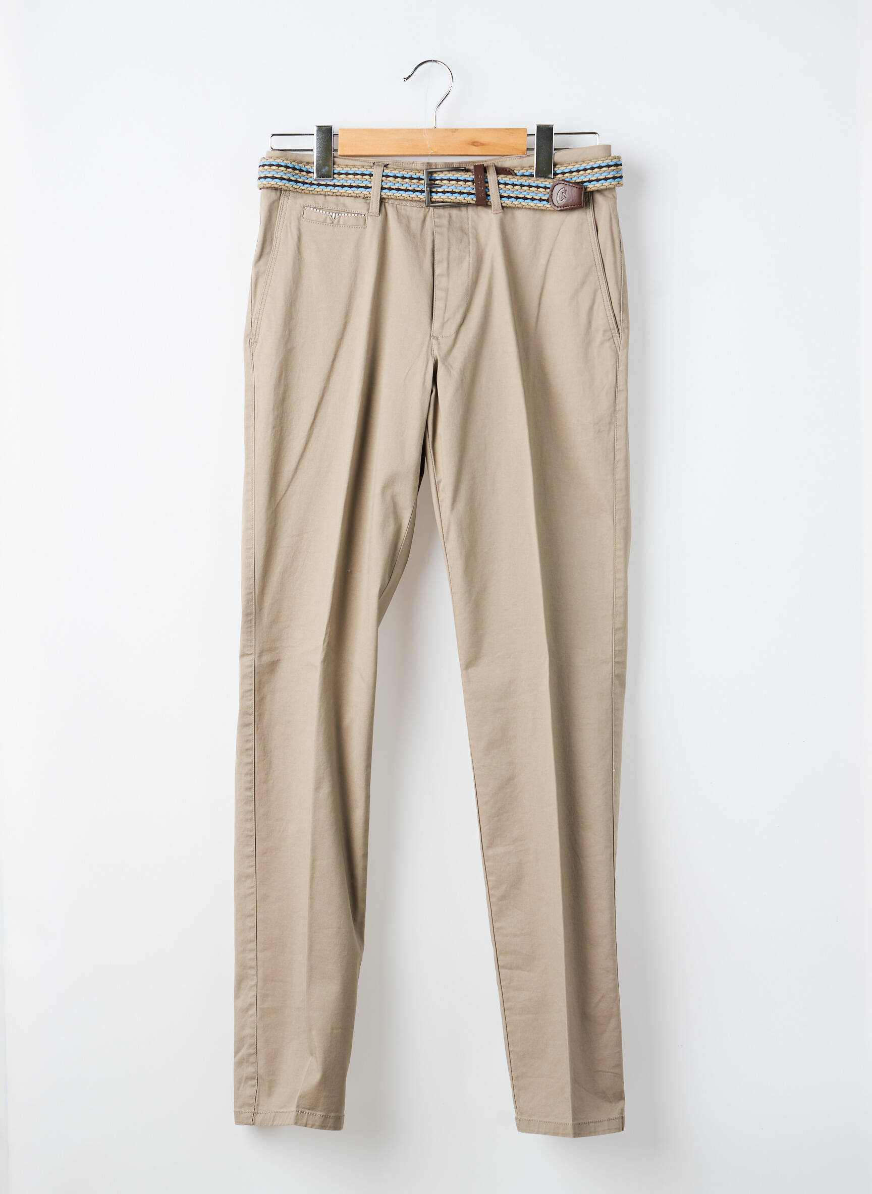 Pantalon chino țesătură poplin mărime normală maro LCDN bărbat