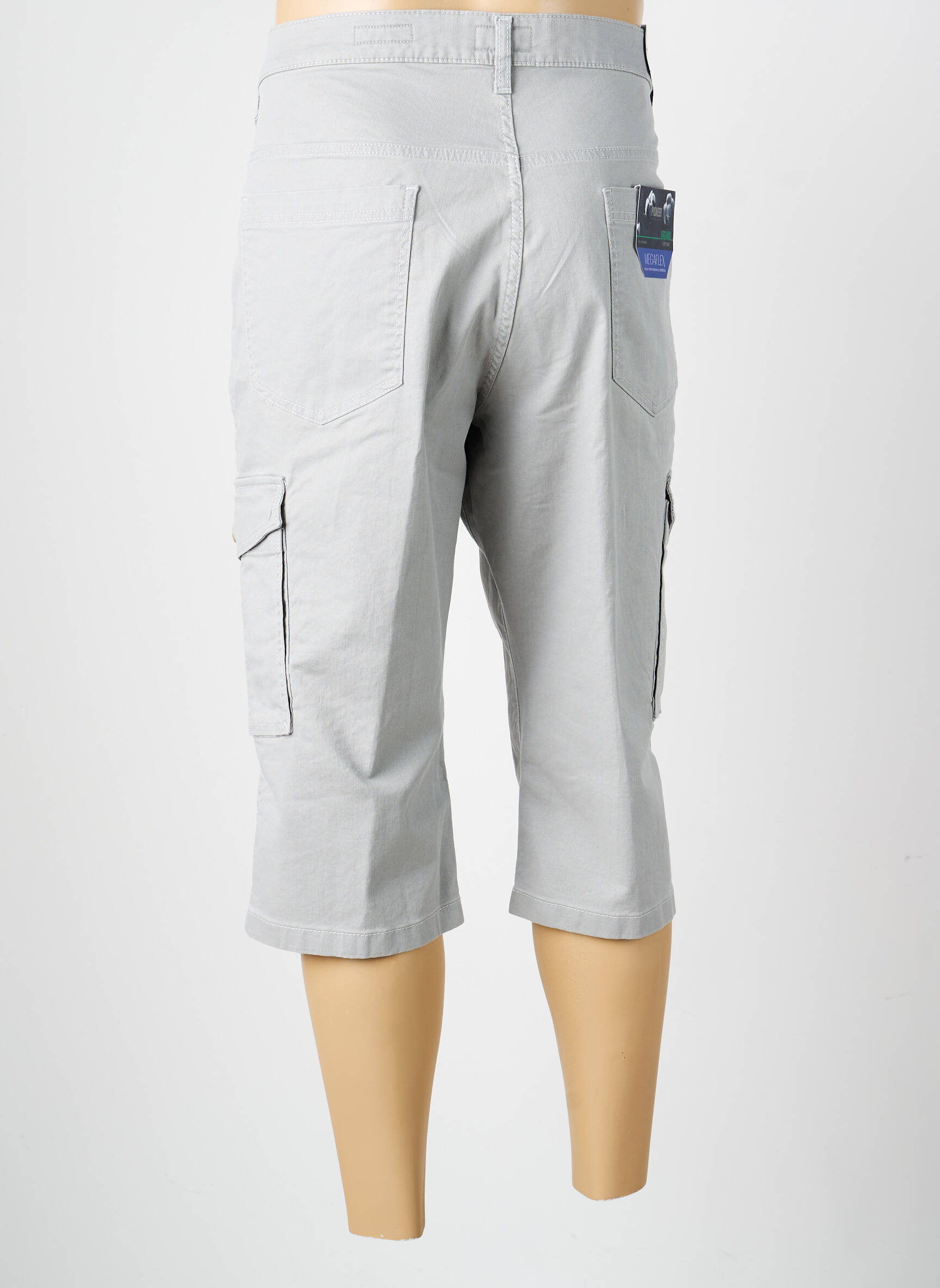 Pantalon trei sferturi țesătură poplin mărime normală gri PIONEER bărbat