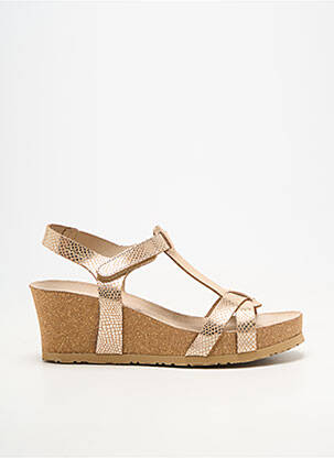 Sandale/pantofi decupați material neted toc de 7 la 9 cm bej MEPHISTO femeie