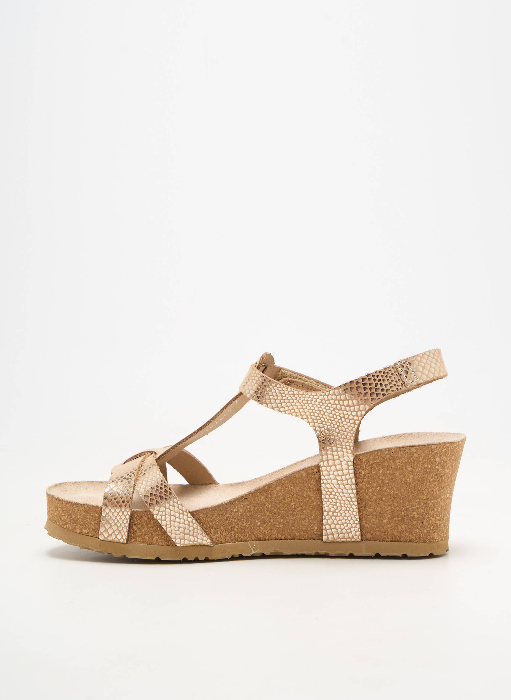 Sandale/pantofi decupați material neted toc de 7 la 9 cm bej MEPHISTO femeie