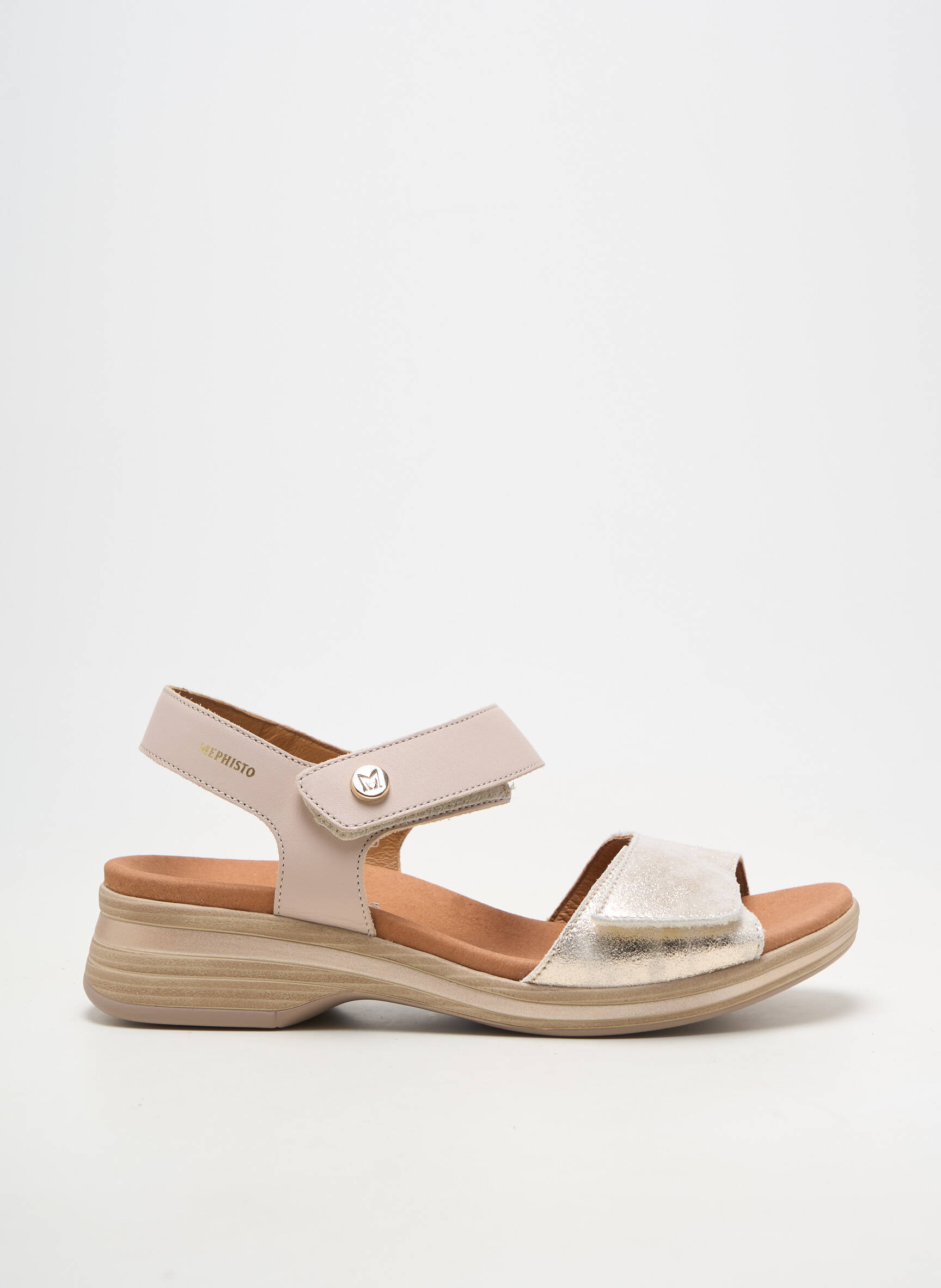 Sandale/pantofi decupați material neted toc plat până la 3 cm bej MEPHISTO femeie