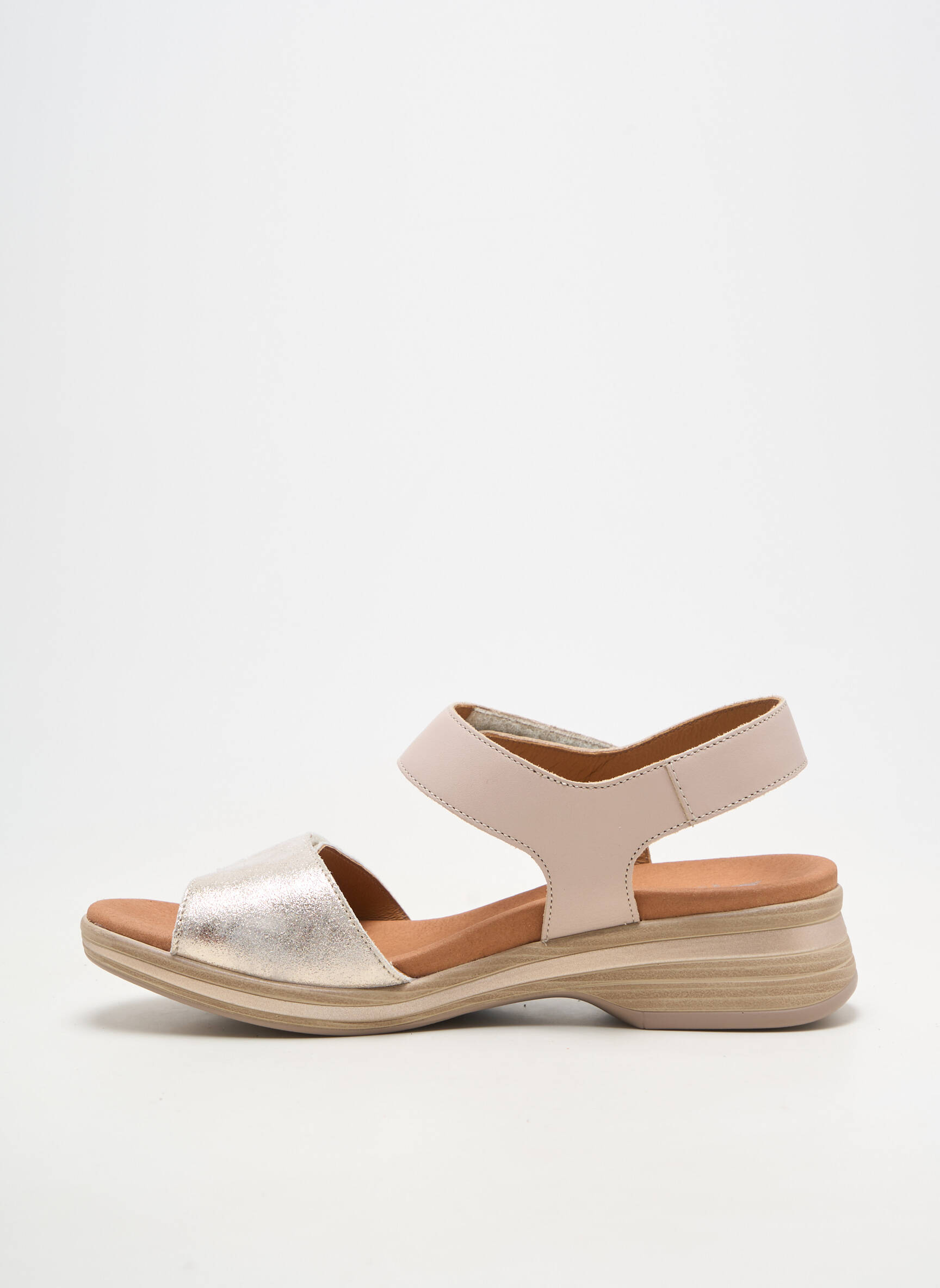 Sandale/pantofi decupați material neted toc plat până la 3 cm bej MEPHISTO femeie