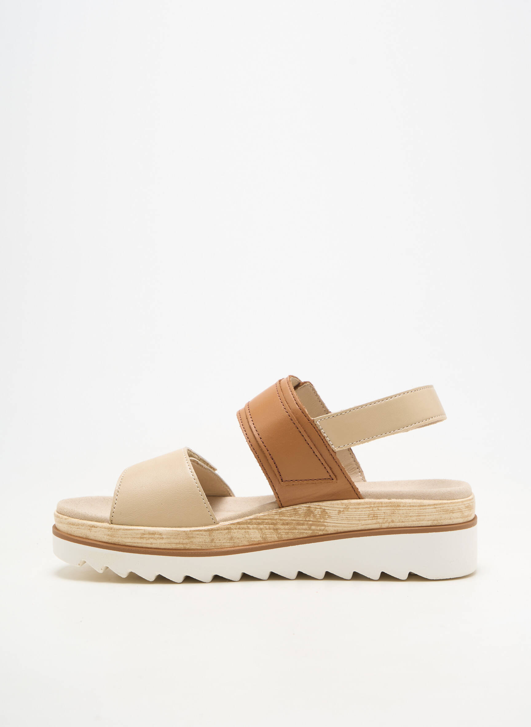 Sandale/pantofi decupați material neted toc de 4 la 6 cm bej MEPHISTO femeie