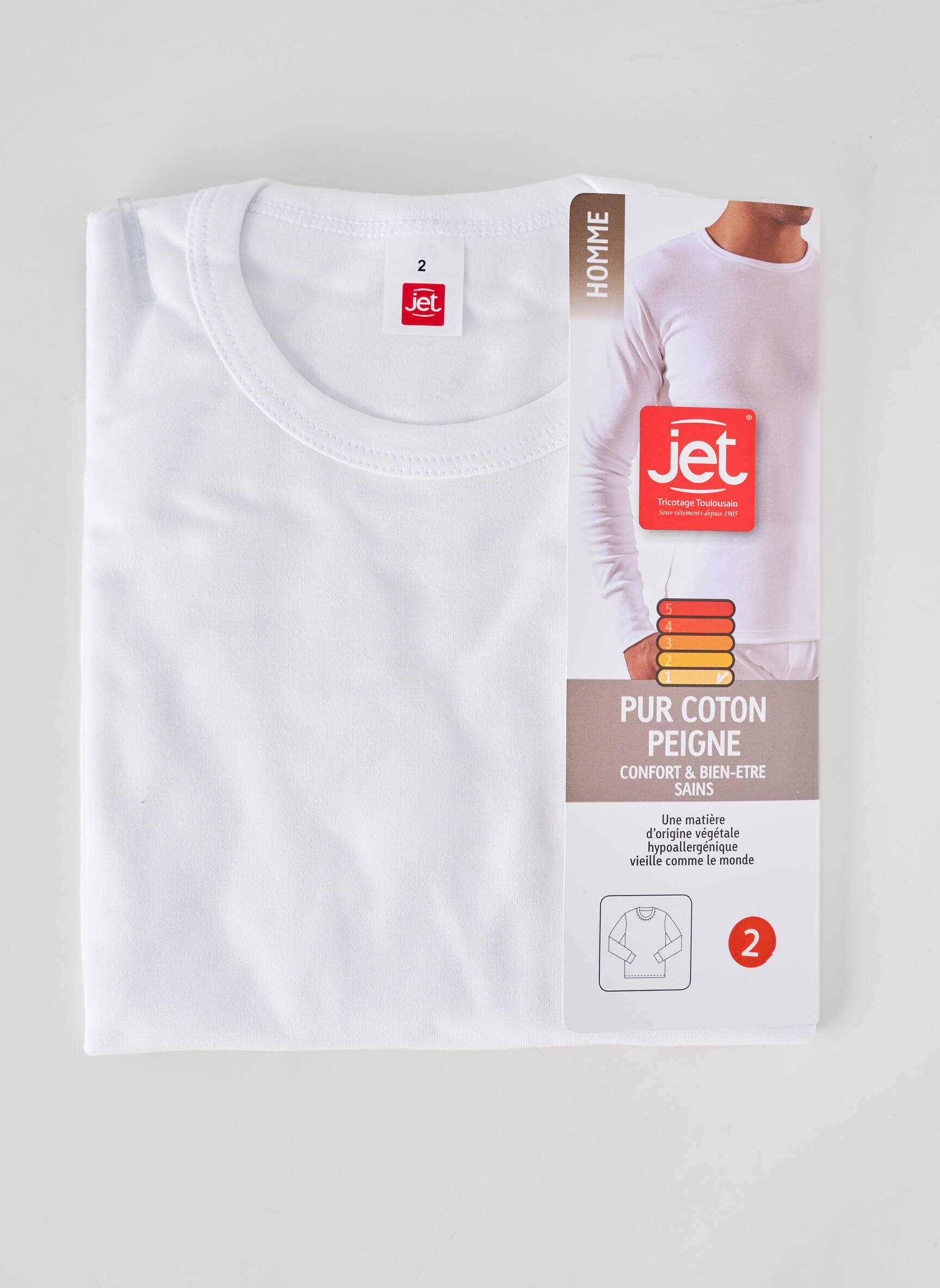 Tricou croială cambrată mâneci lungi alb JET bărbat