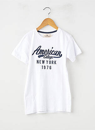 Tricou elasticitate mâneci scurte alb AMERICAN COLLEGE băiat