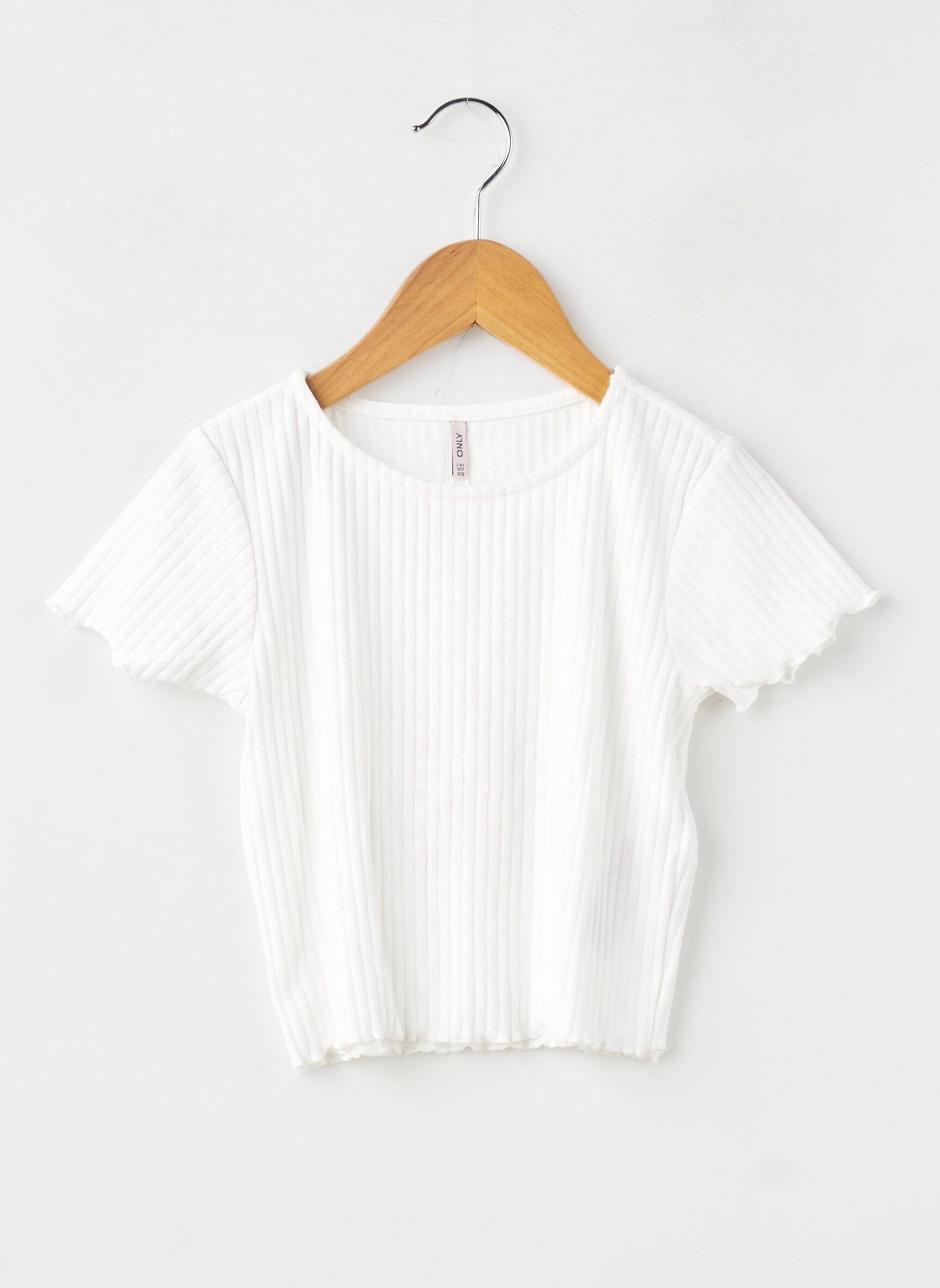 Tricou elasticitate mâneci scurte alb ONLY fată