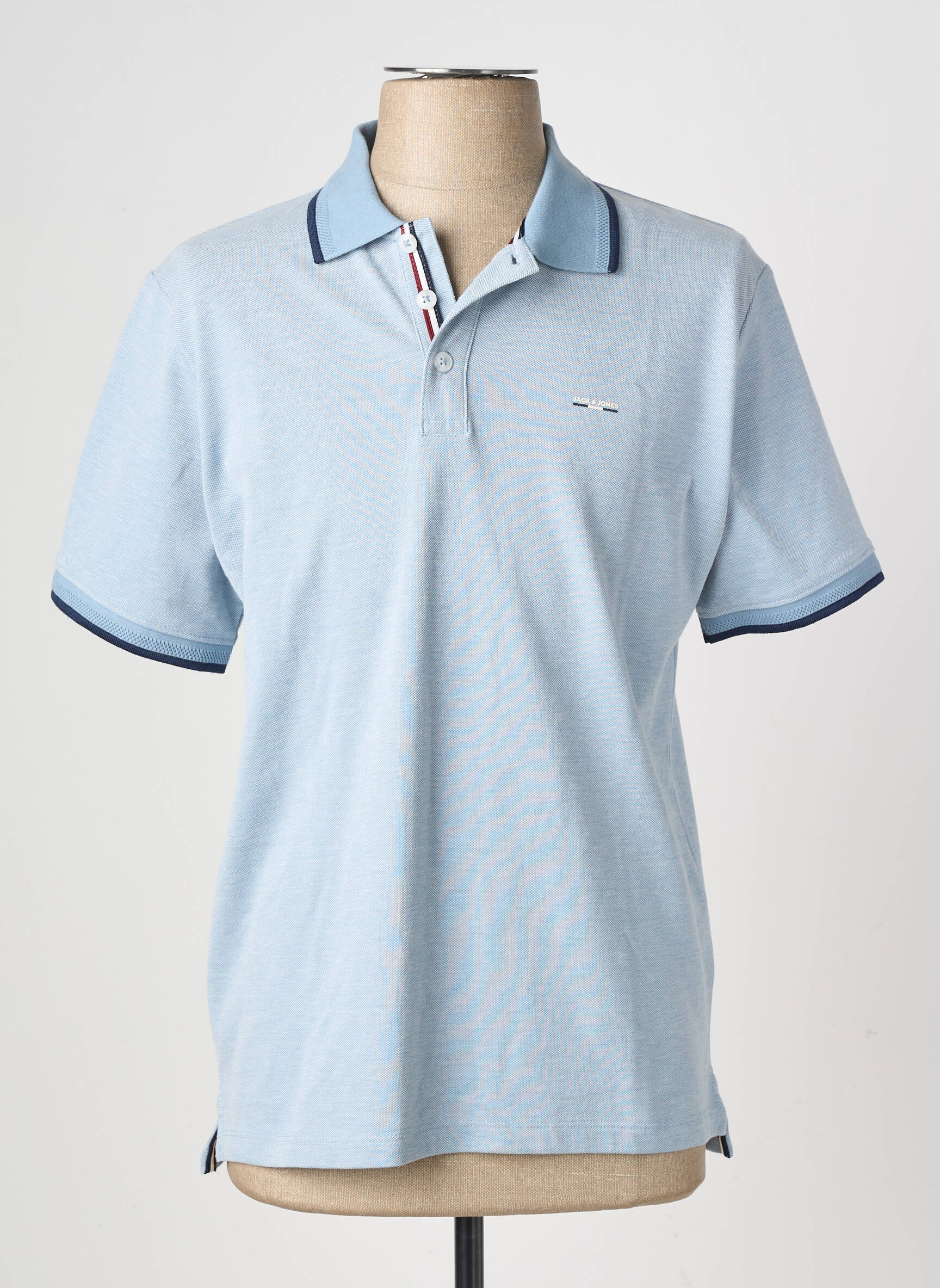 Polo țesătură melanj mâneci scurte albastru JACK & JONES bărbat