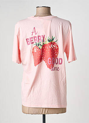 Tricou serigrafie flockată mâneci scurte roz ONLY femeie