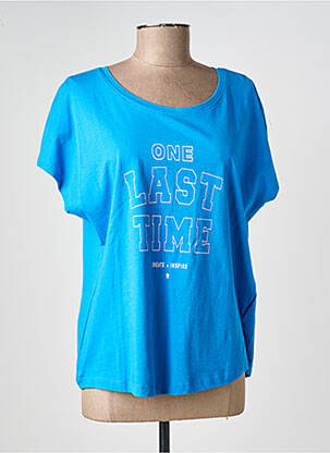 Tricou serigrafie flockată mâneci scurte albastru ONLY femeie