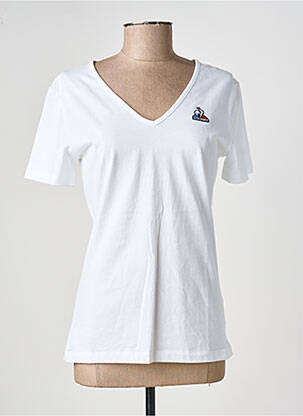 Tricou guler în v mâneci scurte alb LE COQ SPORTIF femeie