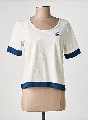Tricou croială dreaptă mâneci scurte bej LE COQ SPORTIF femeie