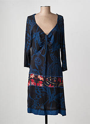 Rochie midi imprimeu fantezie mâneci lungi albastru DESIGUAL femeie