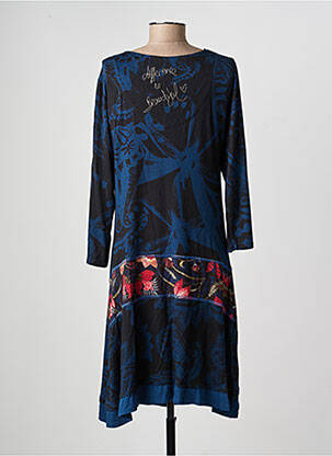 Rochie midi imprimeu fantezie mâneci lungi albastru DESIGUAL femeie