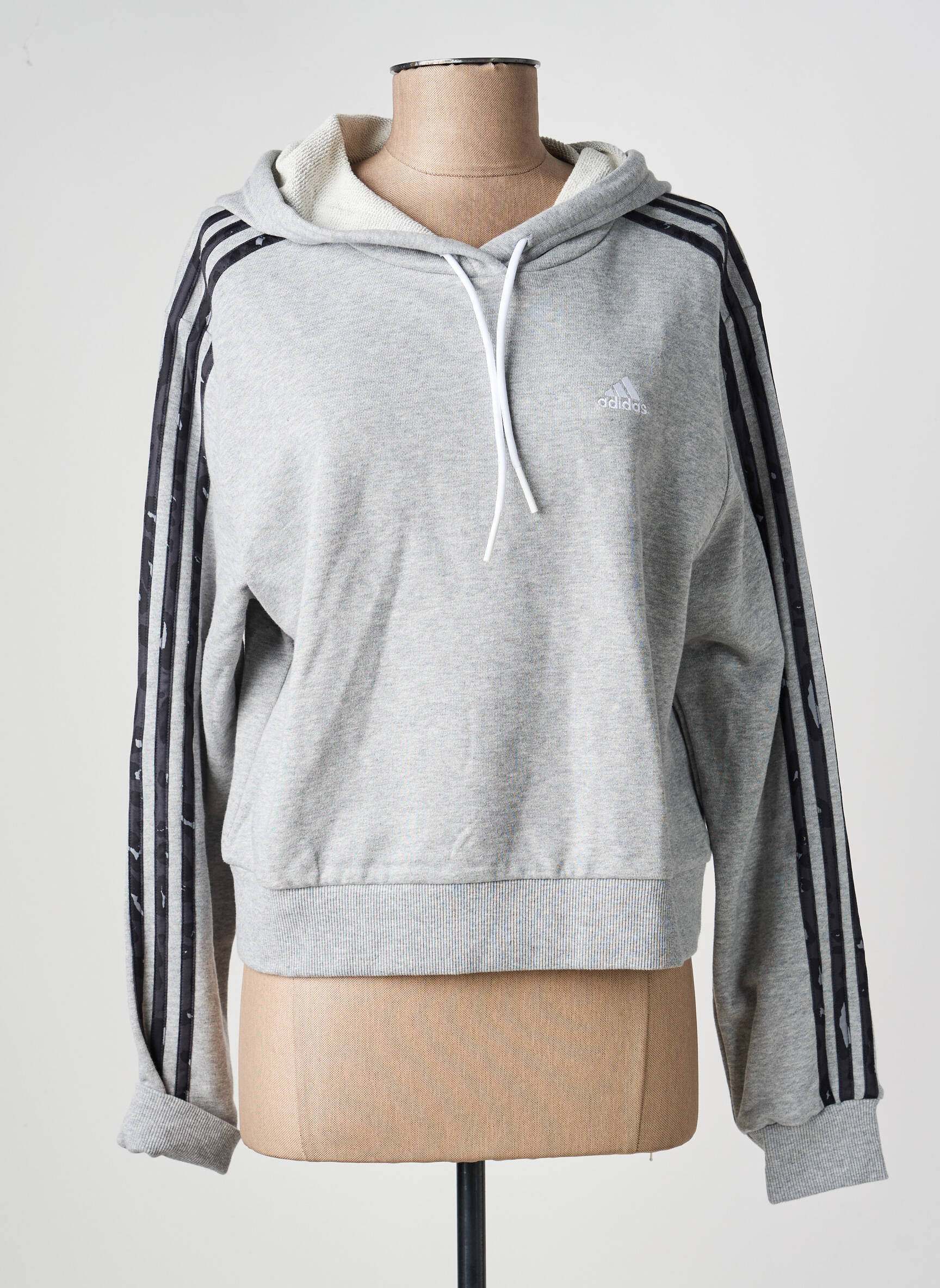 Hanorac cu glugă mâneci lungi mâneci lungi gri ADIDAS femeie