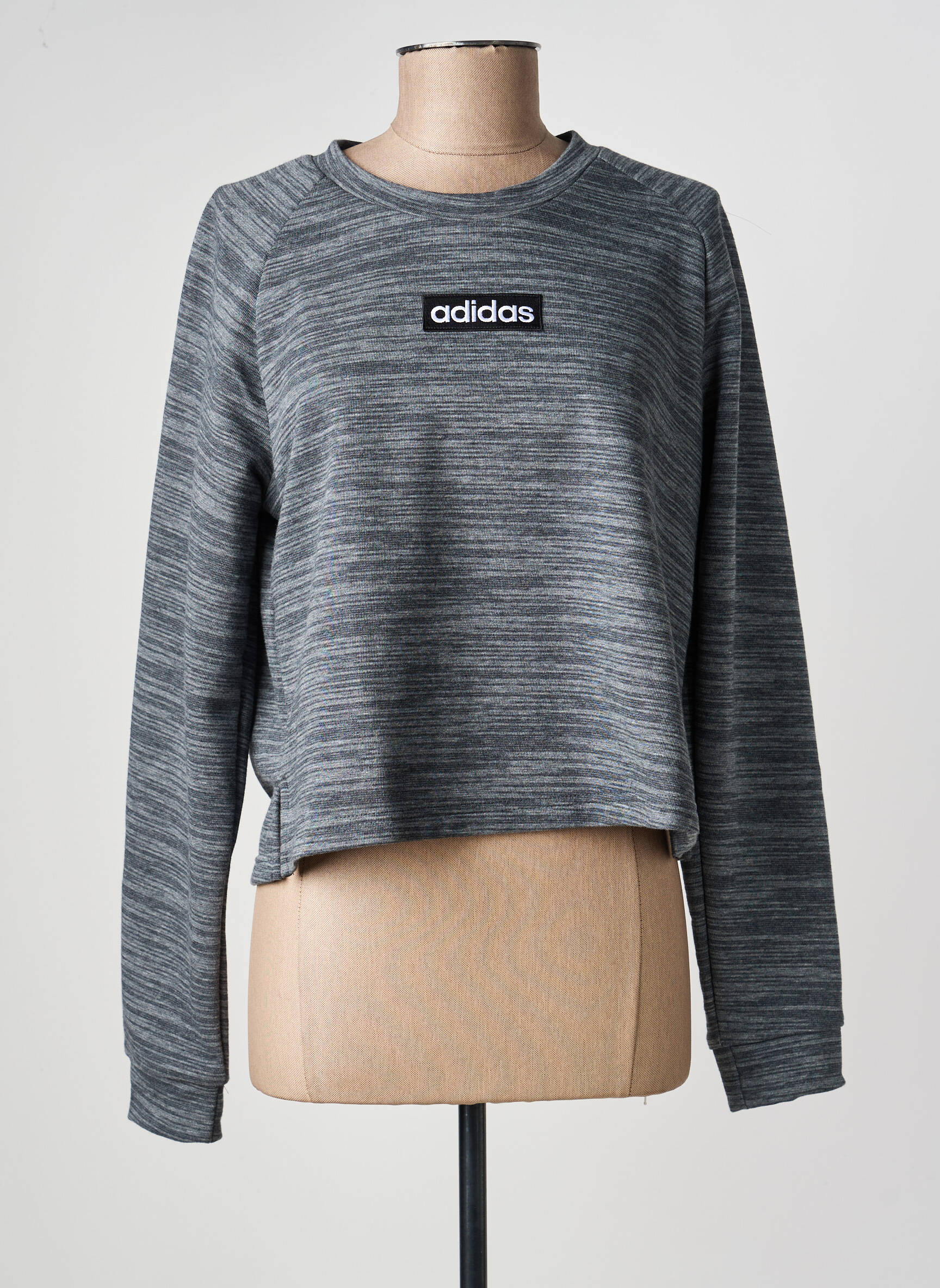 Pulover croială dreaptă mâneci lungi gri ADIDAS femeie