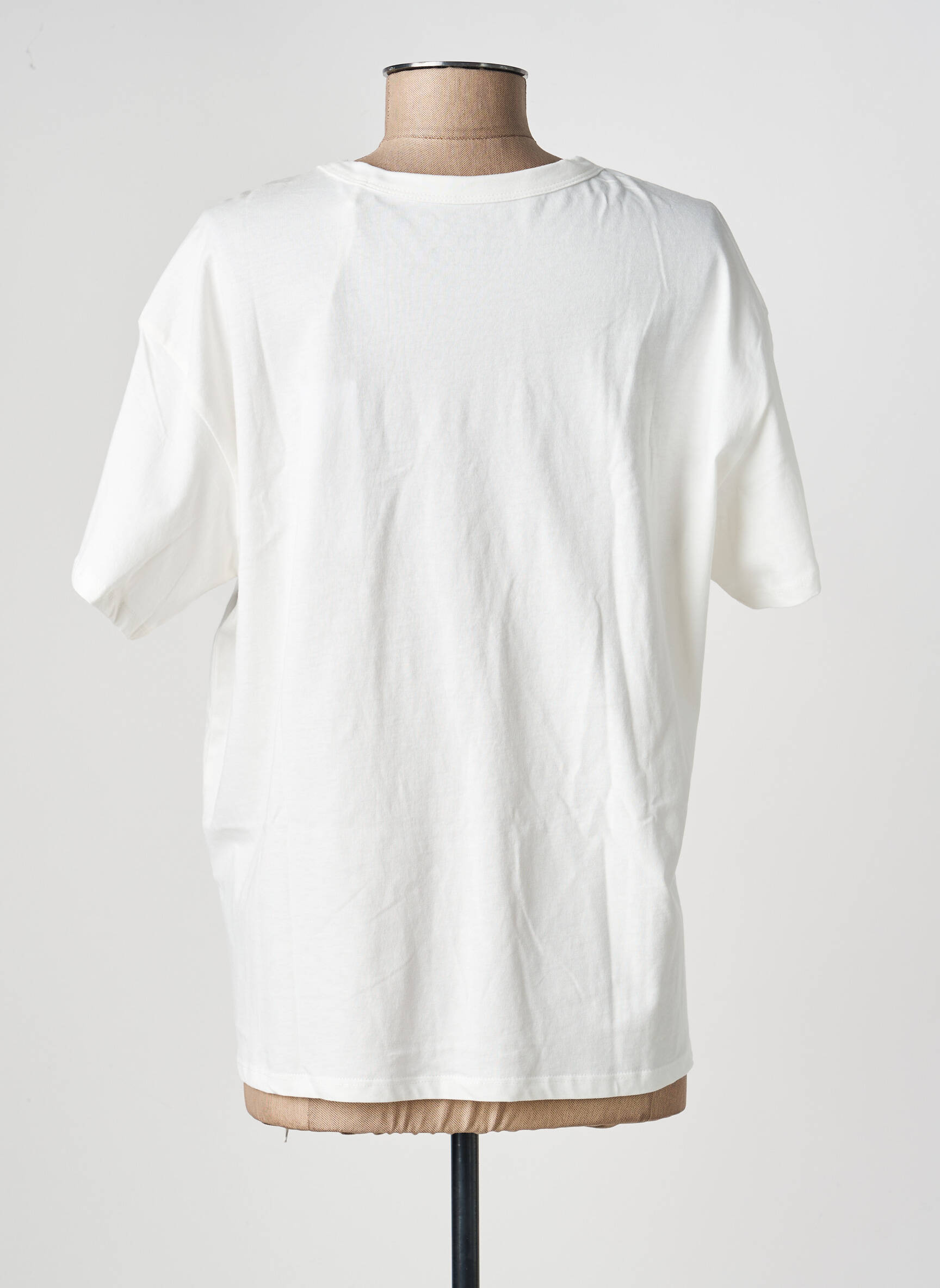 Tricou serigrafie flockată mâneci scurte alb TEDDY SMITH femeie