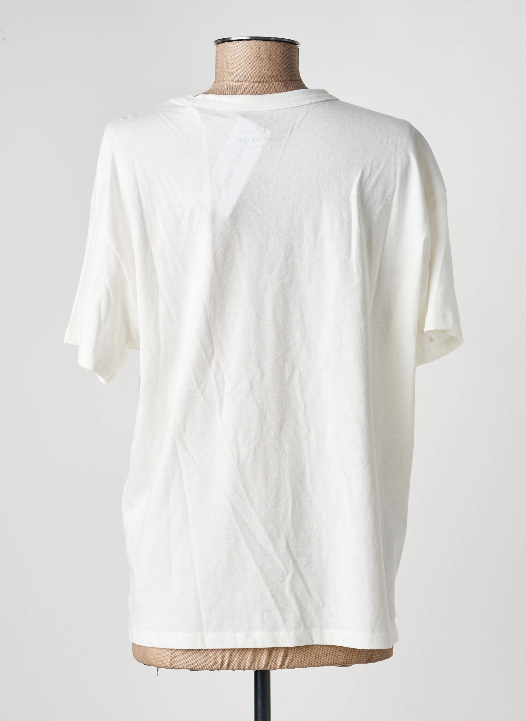 Tricou serigrafie flockată mâneci scurte alb TEDDY SMITH femeie
