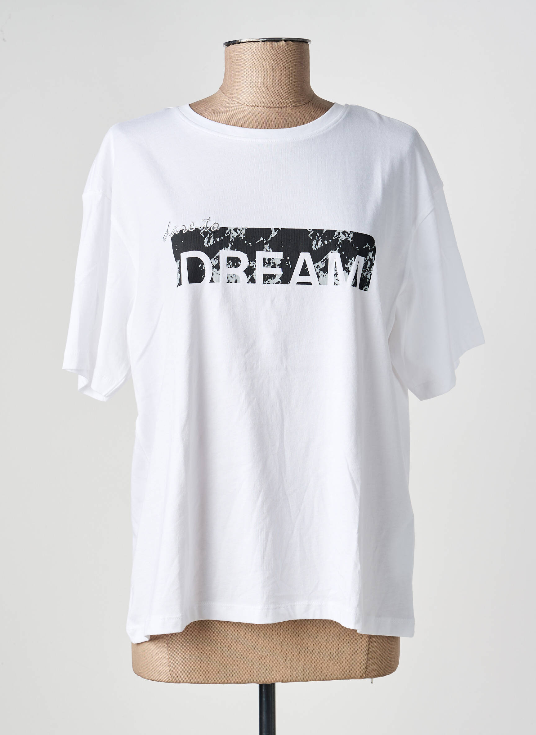Tricou serigrafie flockată mâneci scurte alb ONLY femeie