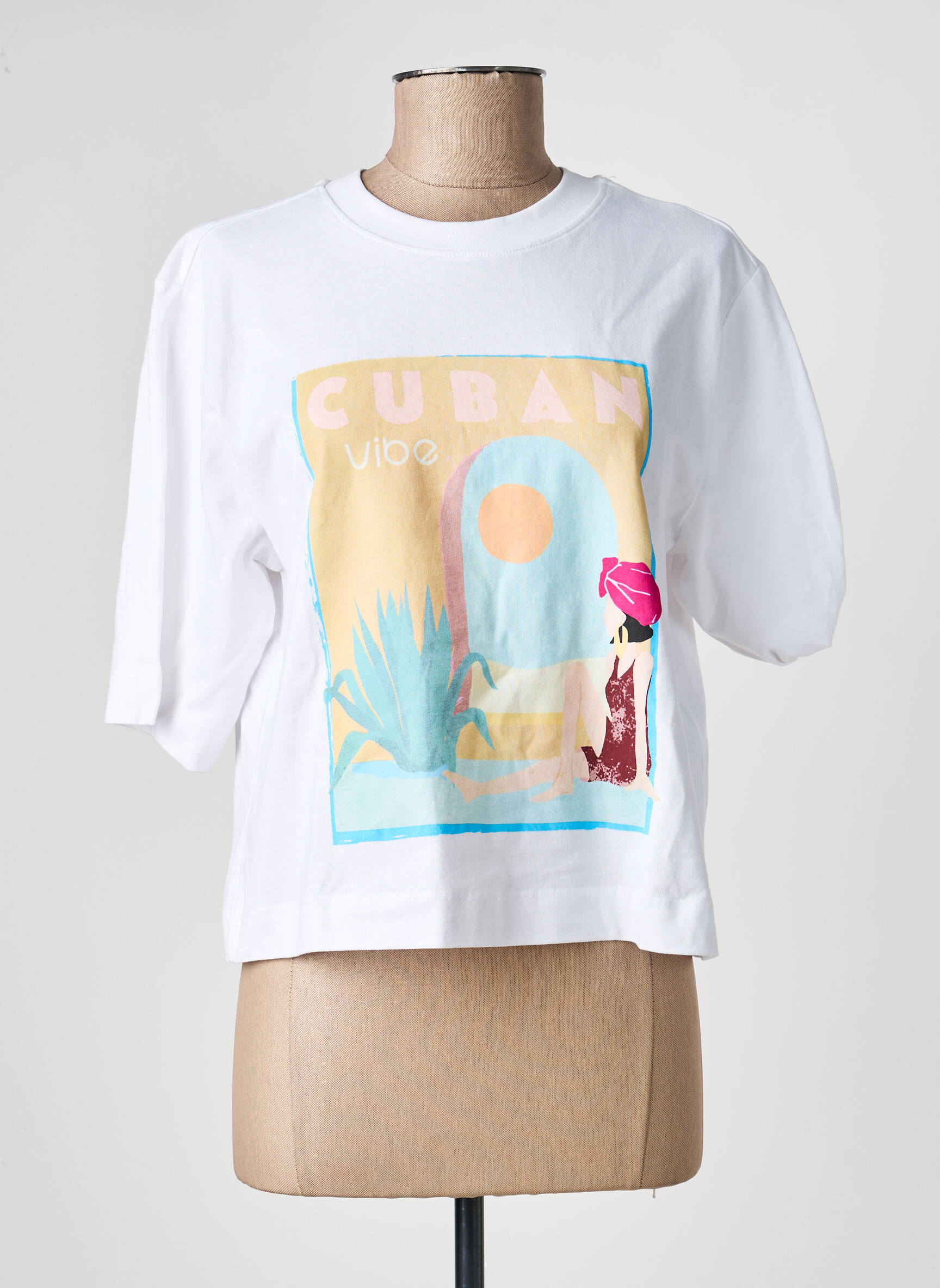 Tricou serigrafie flockată mâneci scurte alb ONLY femeie