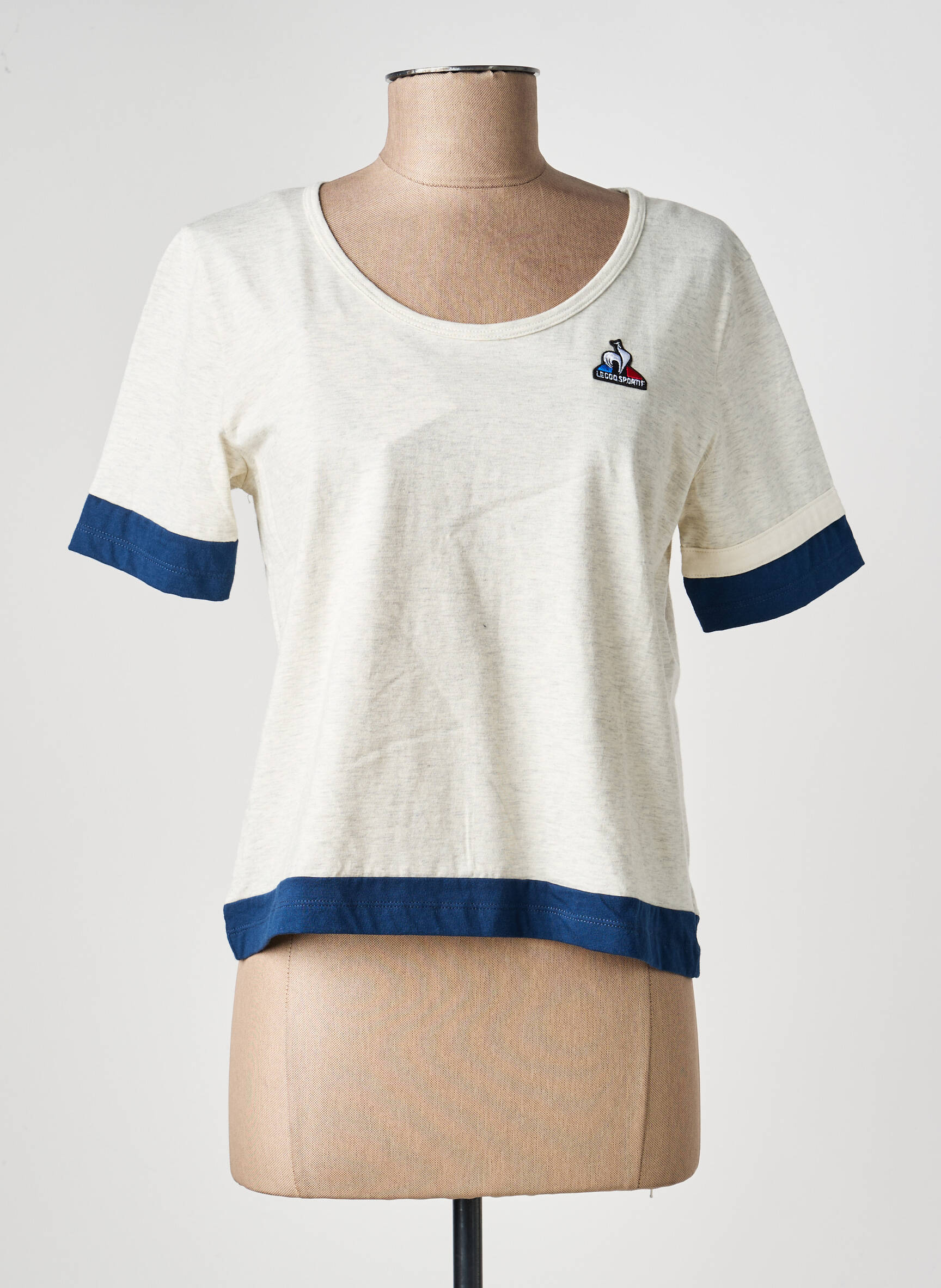 Tricou croială dreaptă mâneci scurte bej LE COQ SPORTIF femeie