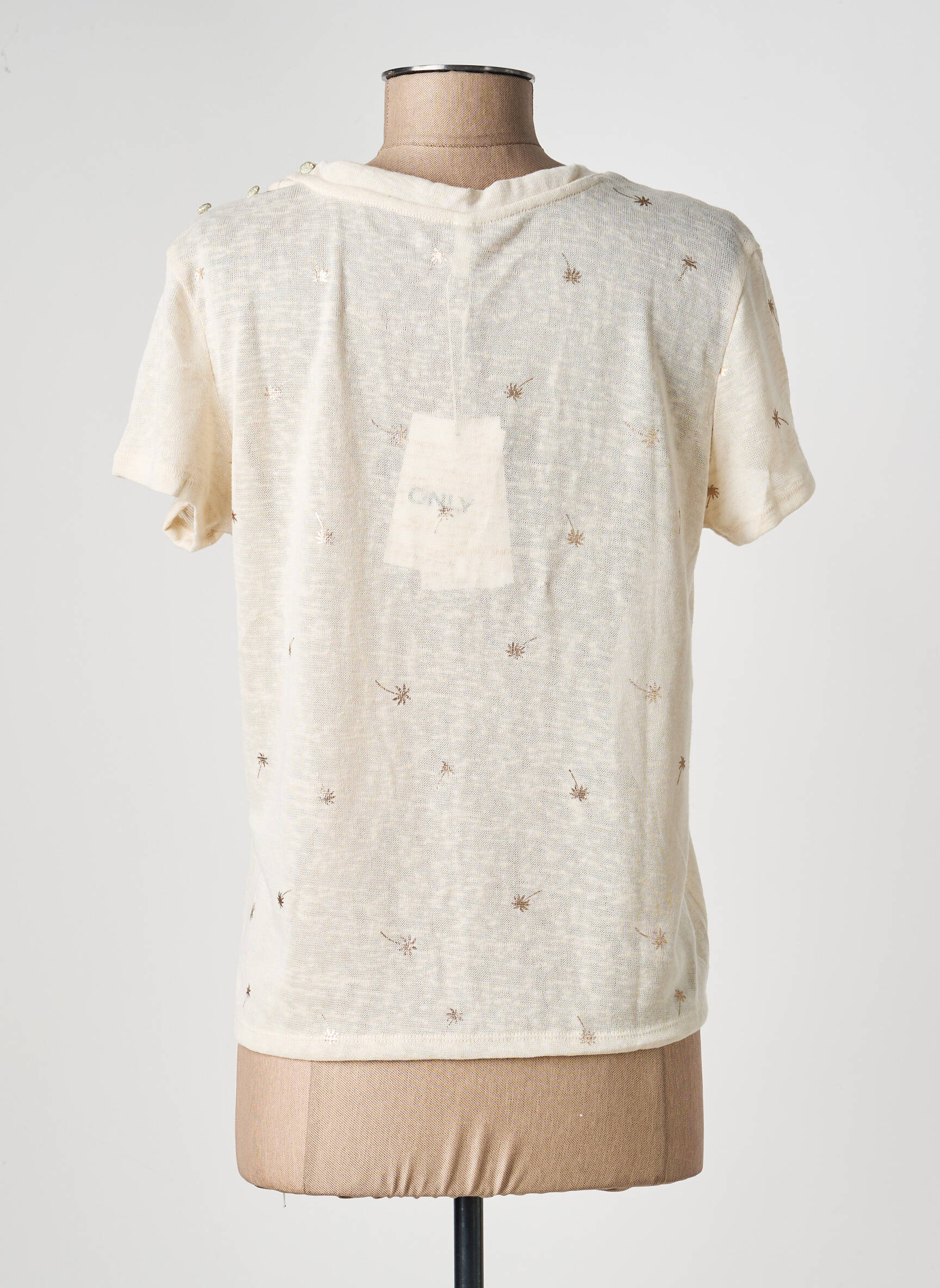 Tricou imprimeu fantezie mâneci scurte bej ONLY femeie