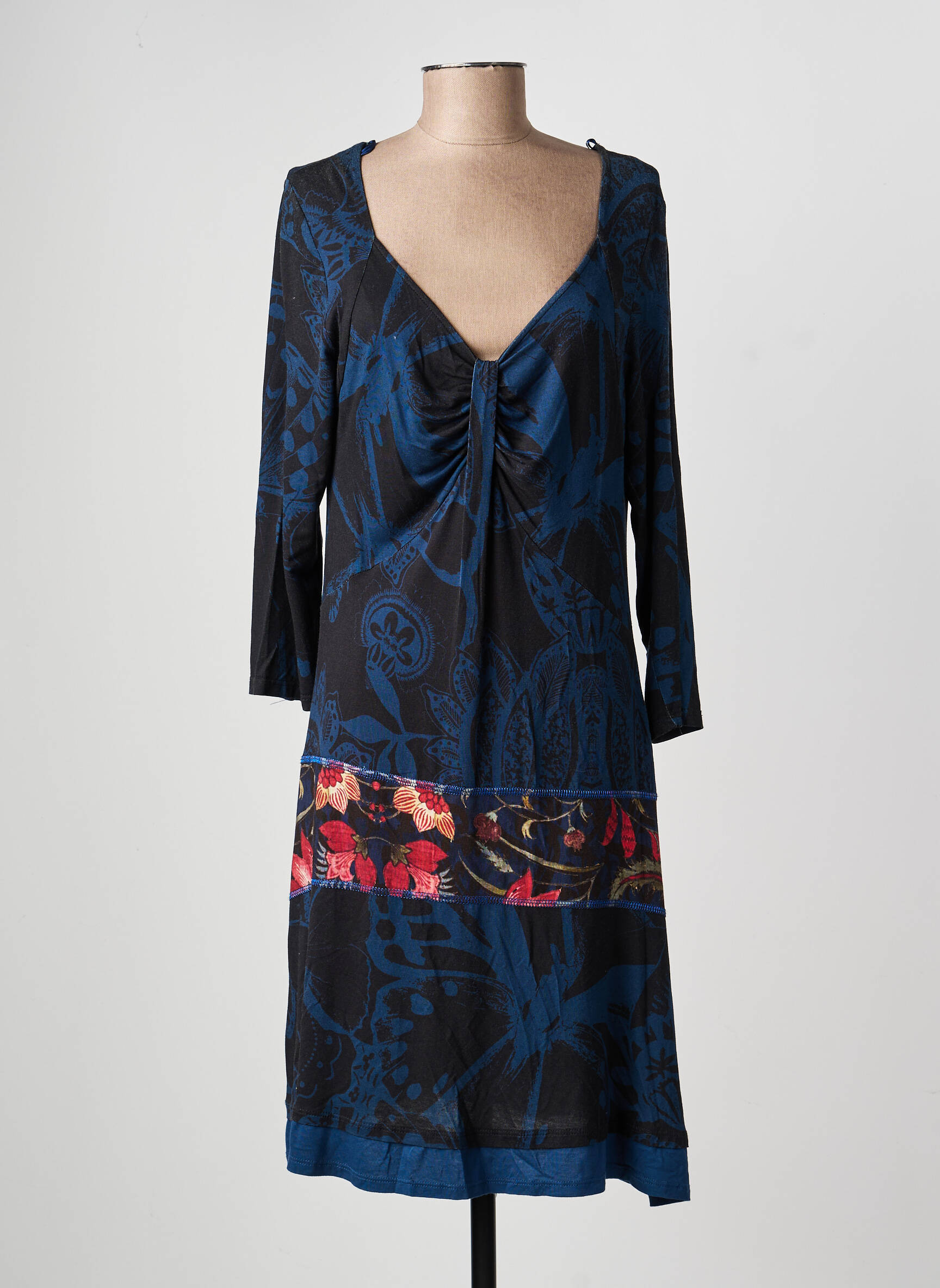 Rochie midi imprimeu fantezie mâneci lungi albastru DESIGUAL femeie