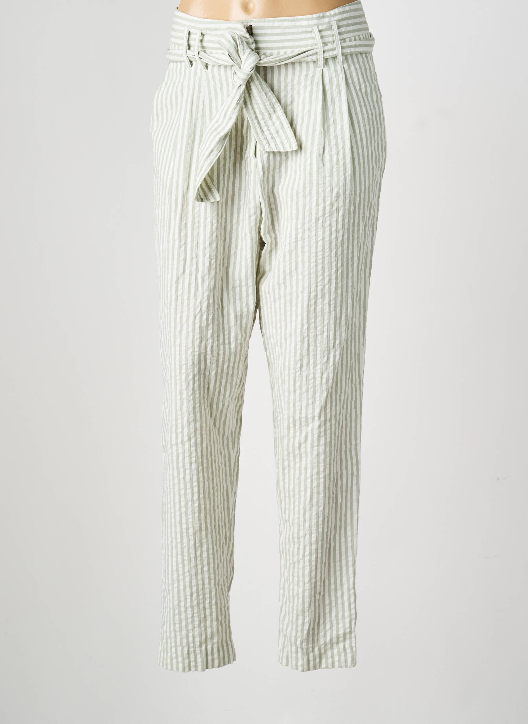 Pantalon drept țesătură poplin mărime normală verde TEDDY SMITH femeie