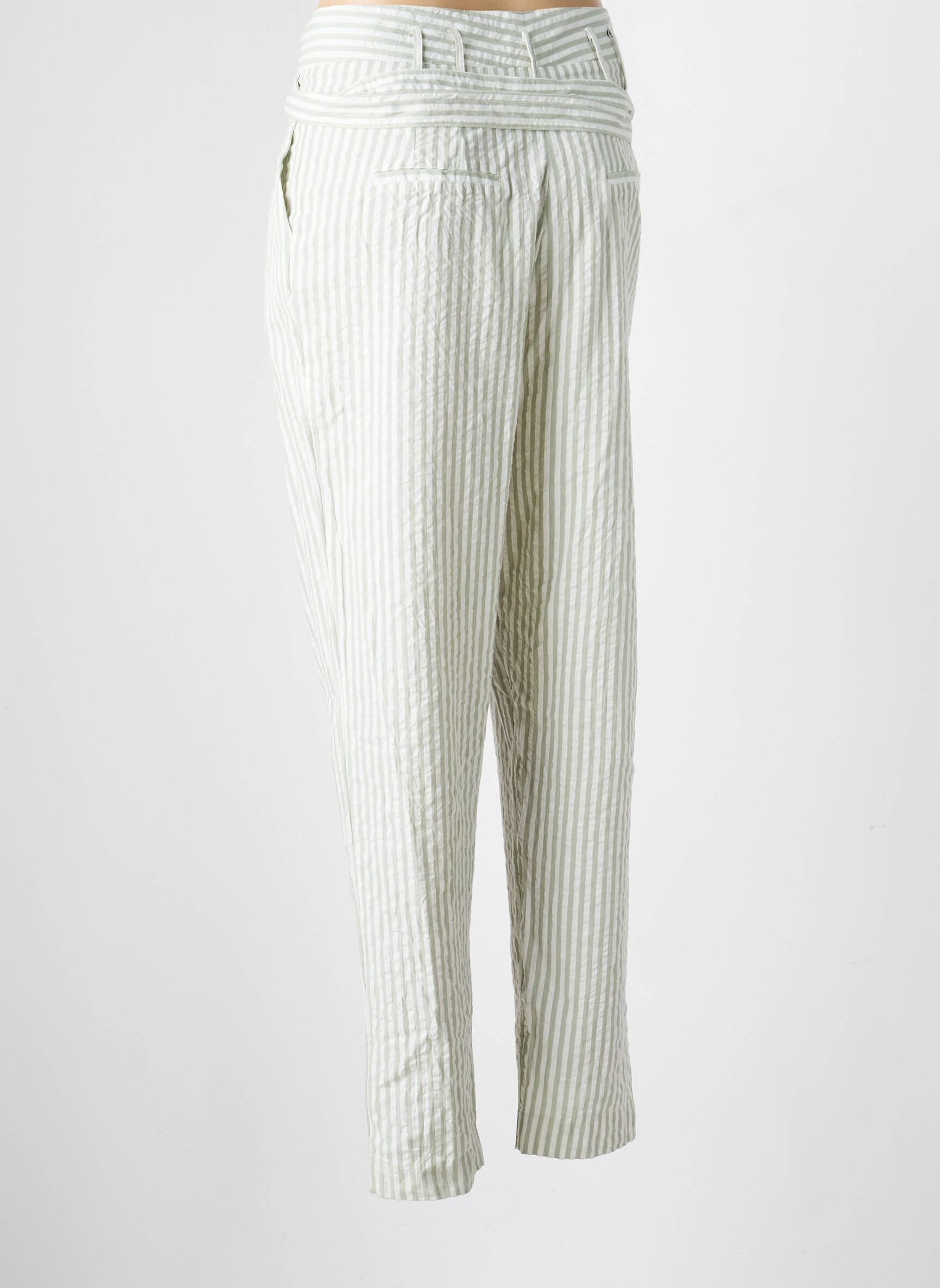 Pantalon drept țesătură poplin mărime normală verde TEDDY SMITH femeie