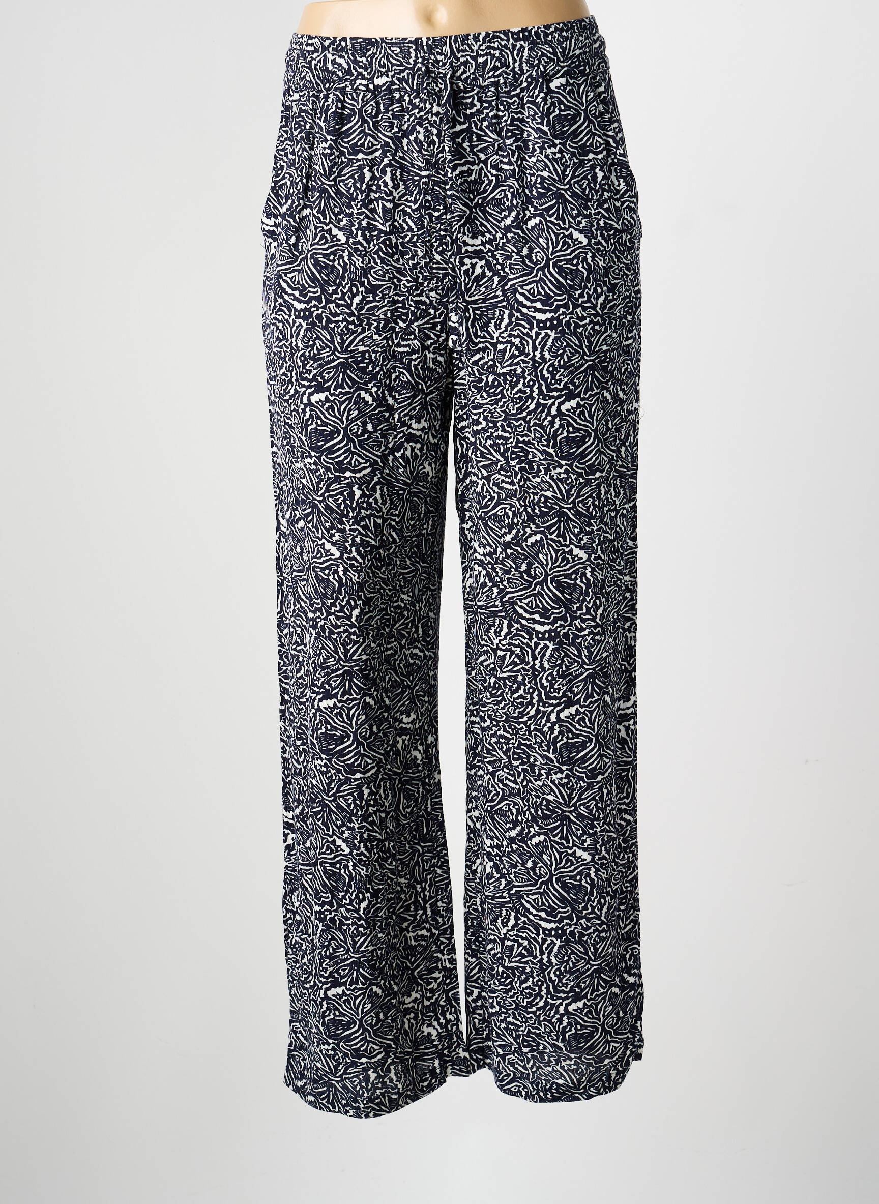 Pantalon drept talie elastică mărime normală albastru TEDDY SMITH femeie