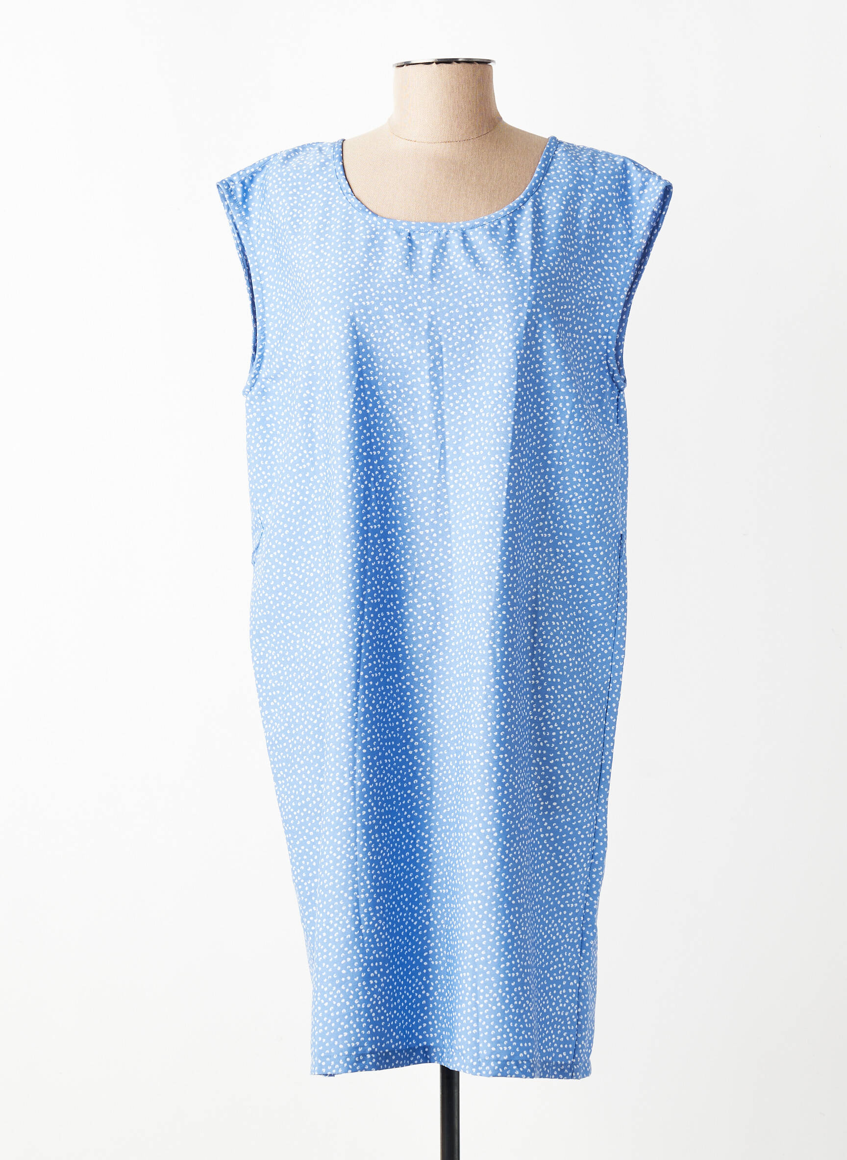 Rochie scurtă croială fluidă mâneci scurte albastru BLEND SHE femeie