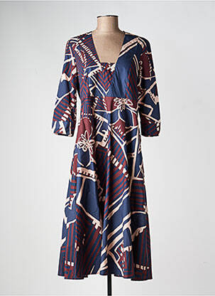Rochie midi mâneci 3/4 mâneci 3/4 albastru MANILA GRACE femeie