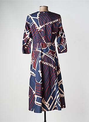 Rochie midi mâneci 3/4 mâneci 3/4 albastru MANILA GRACE femeie