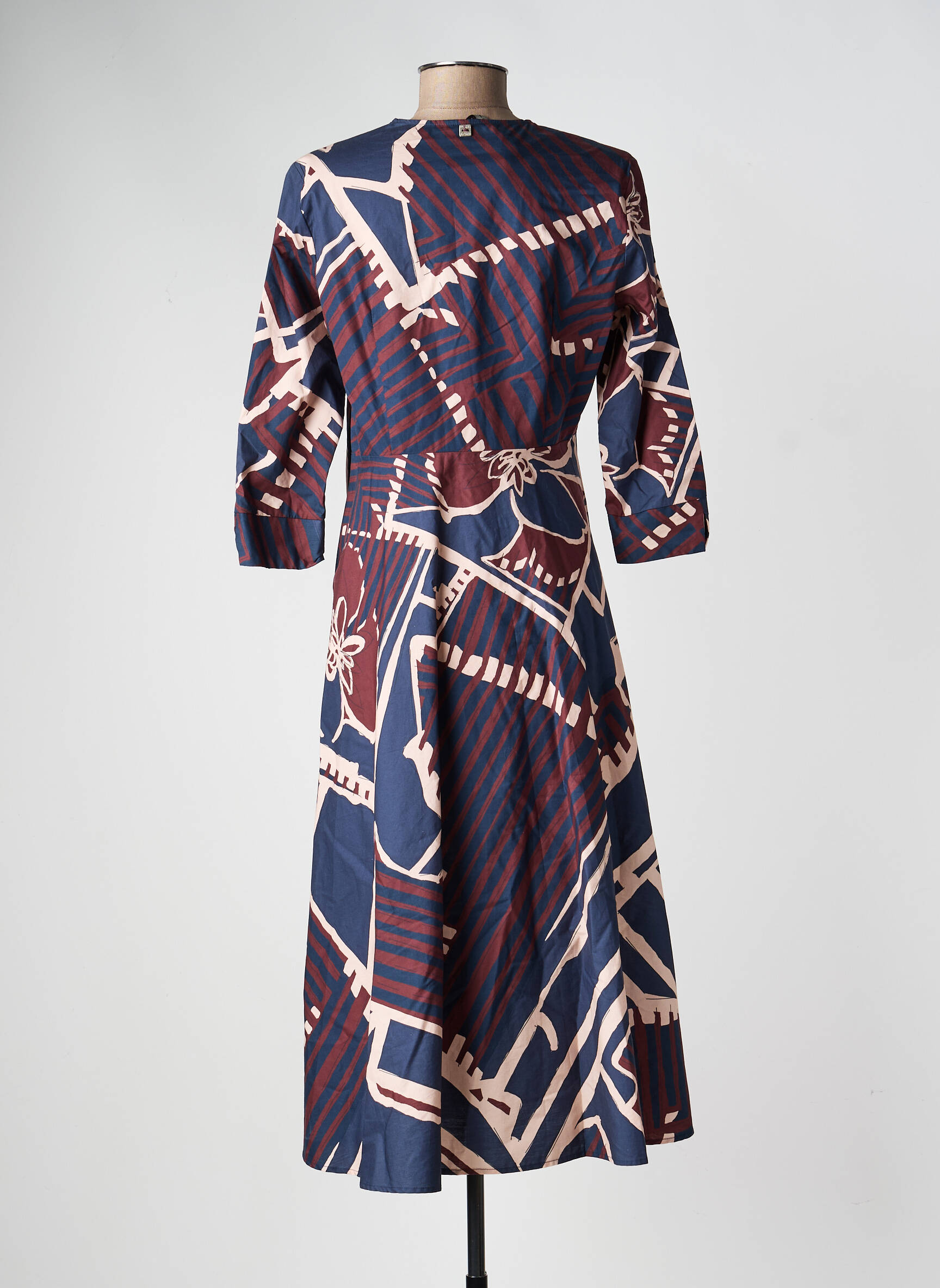 Rochie midi mâneci 3/4 mâneci 3/4 albastru MANILA GRACE femeie