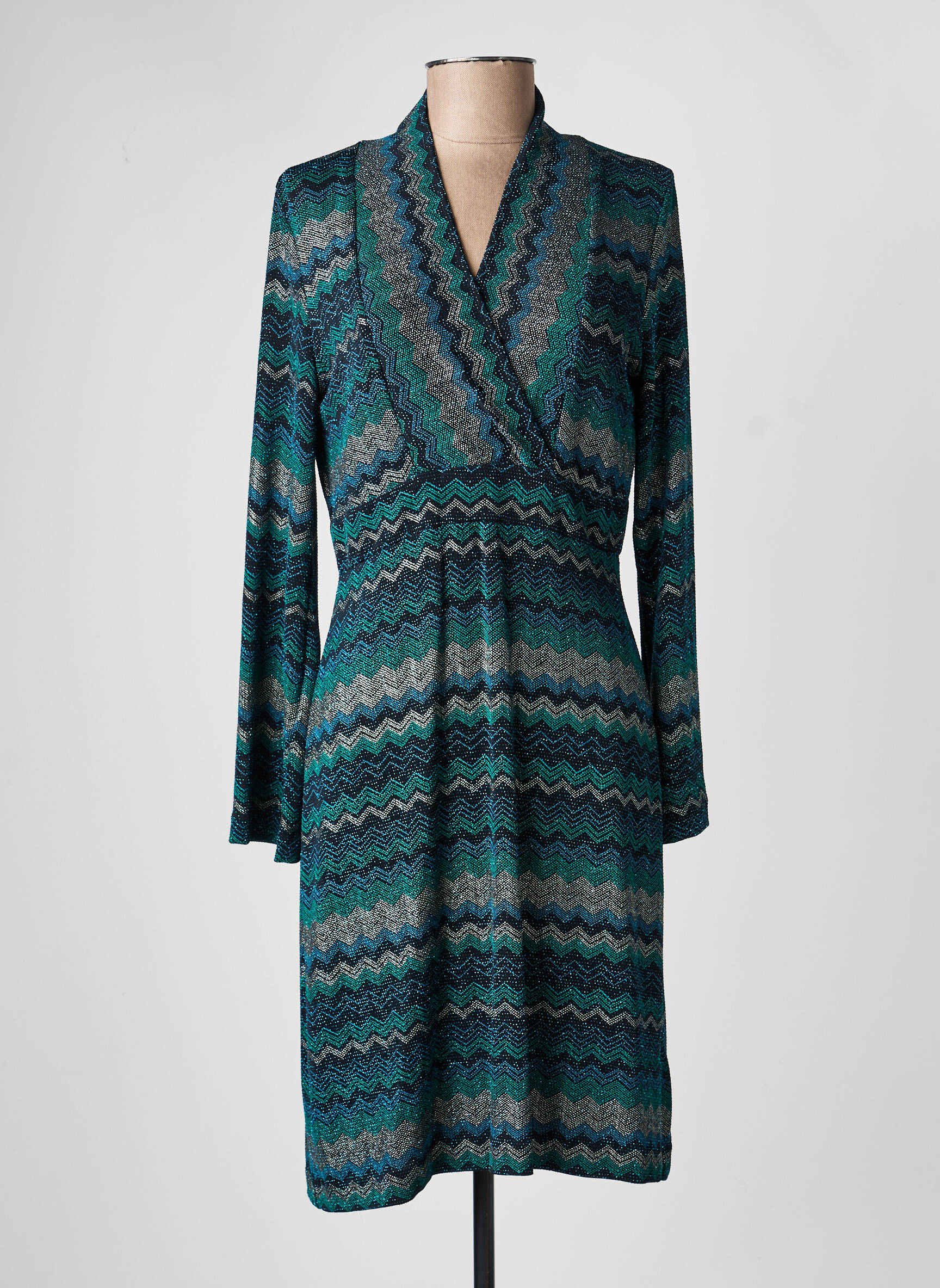 Rochie midi mâneci lungi mâneci lungi verde NATHALIE CHAIZE femeie